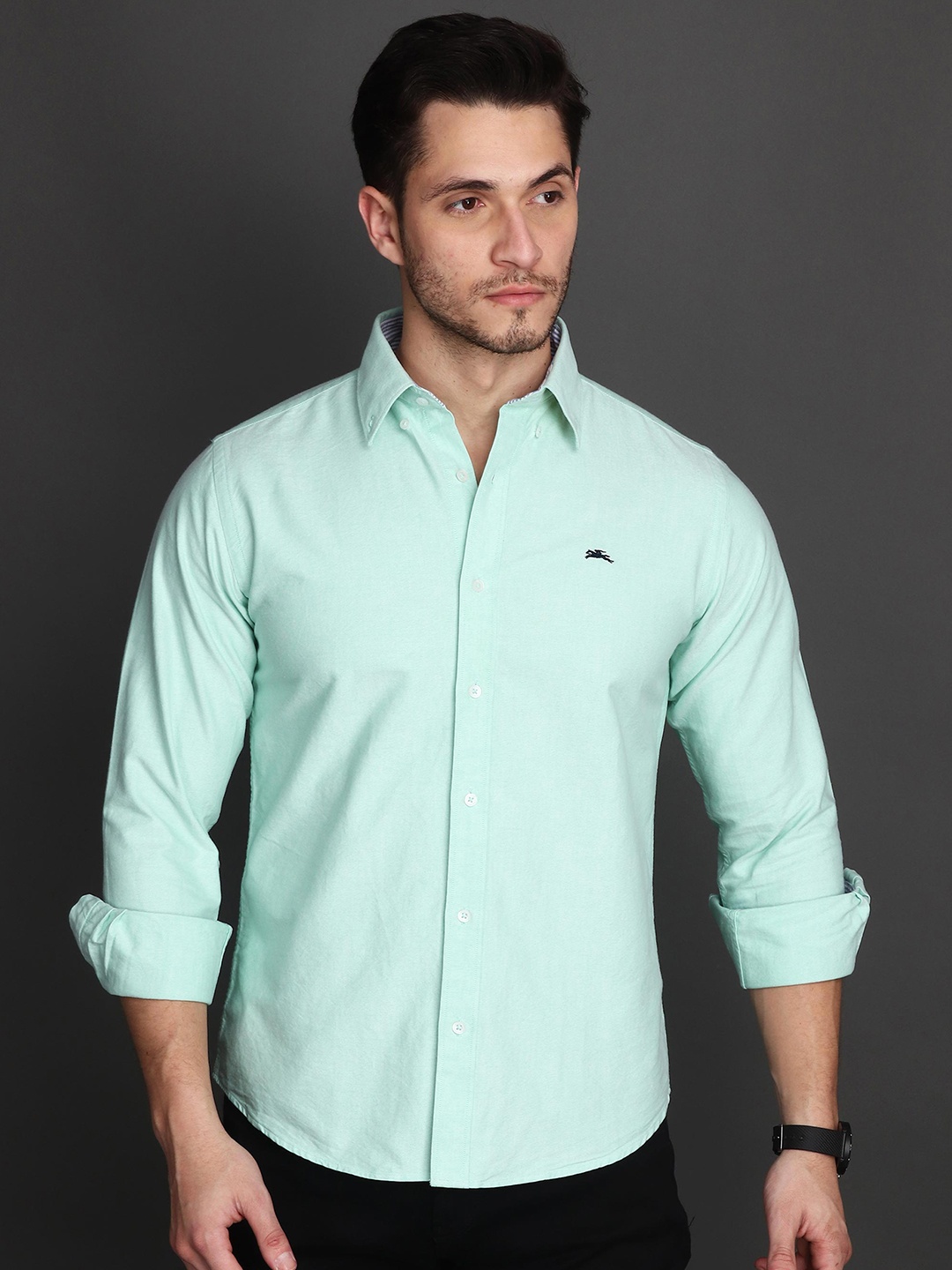 

Albion By CnM Button-Down Collar Long Sleeves Regular Fit Casual Shirt, Green