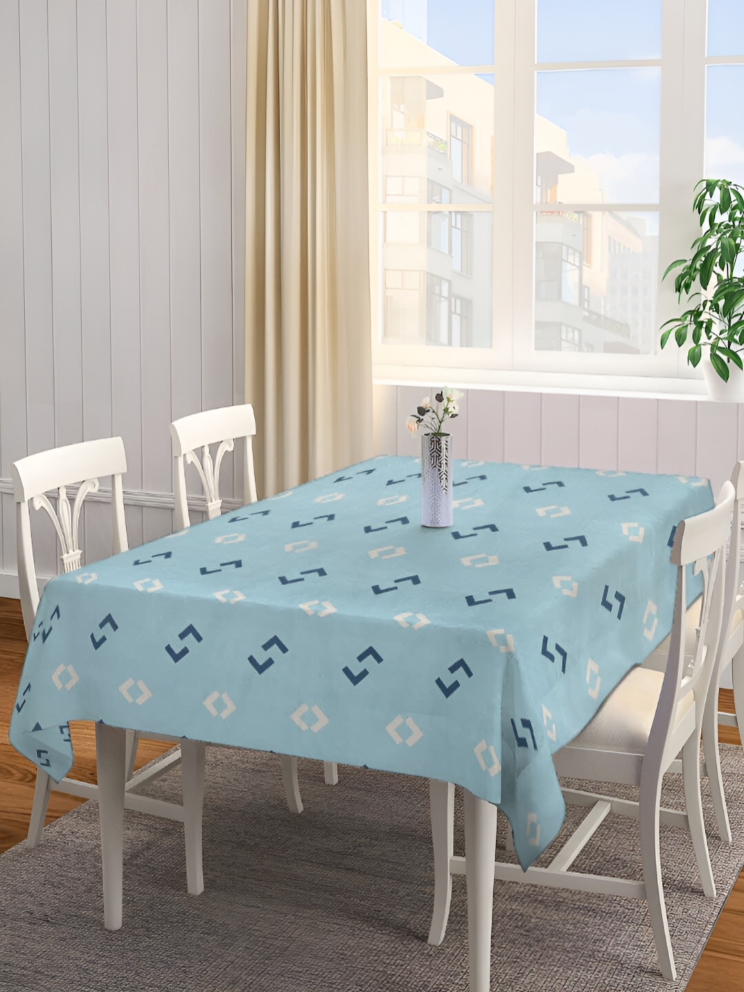 

Arrabi Blue Geometric Printed 8-Seater Table Cover