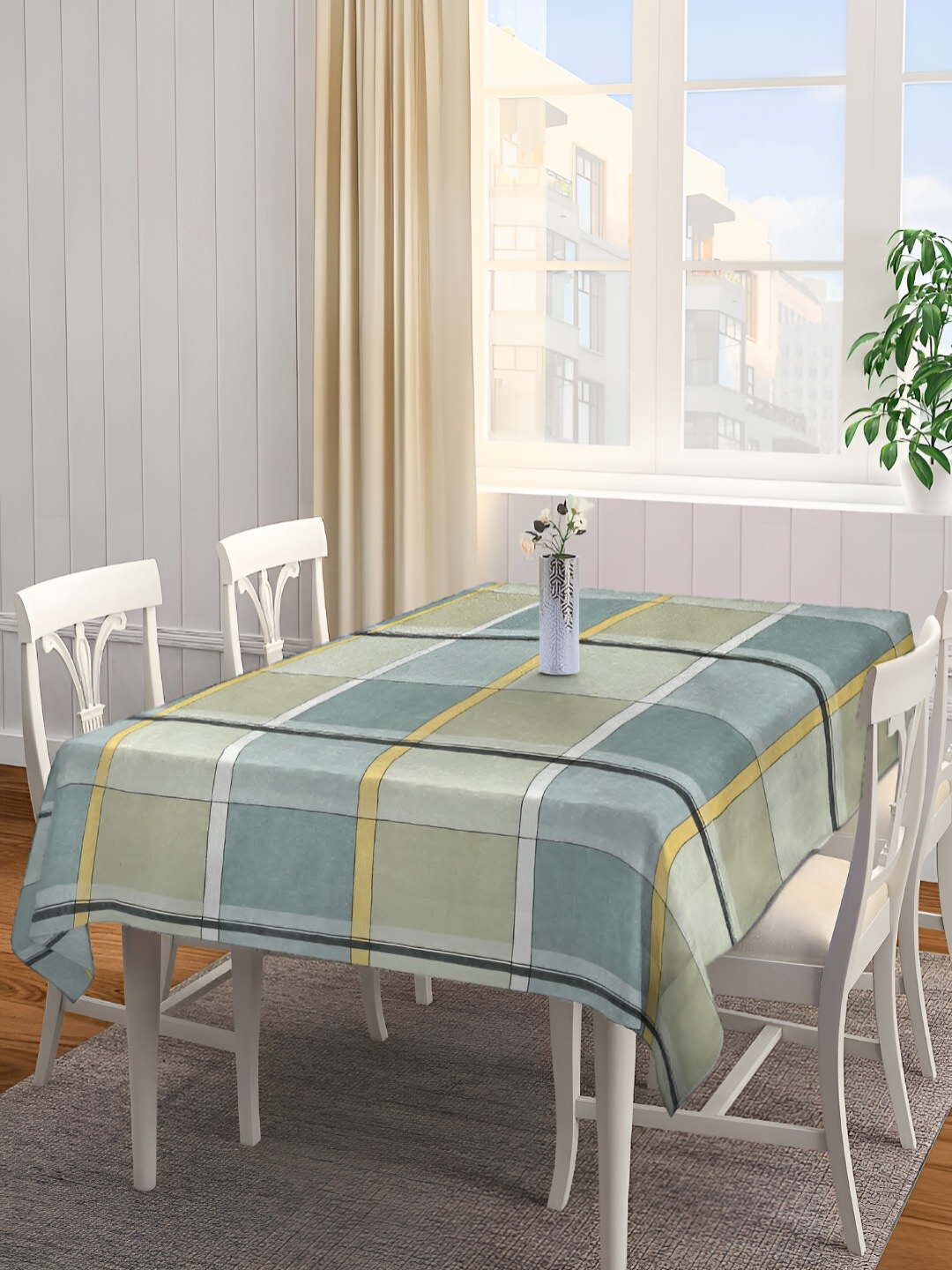 

Arrabi Green & Blue Striped 8-Seater Table Cover