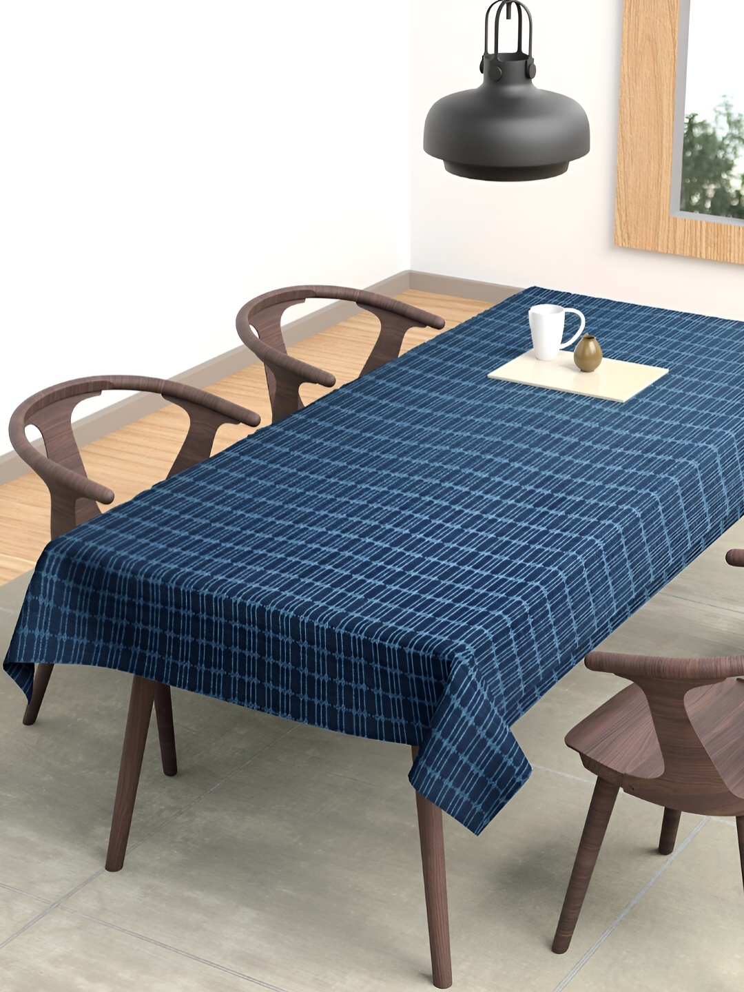 

Arrabi Blue Geometric Rectangle 8-Seater Cotton Table Cover