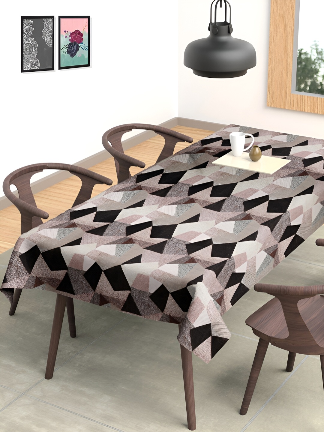 

Arrabi Brown Geometric Printed 6-Seater Table Cover