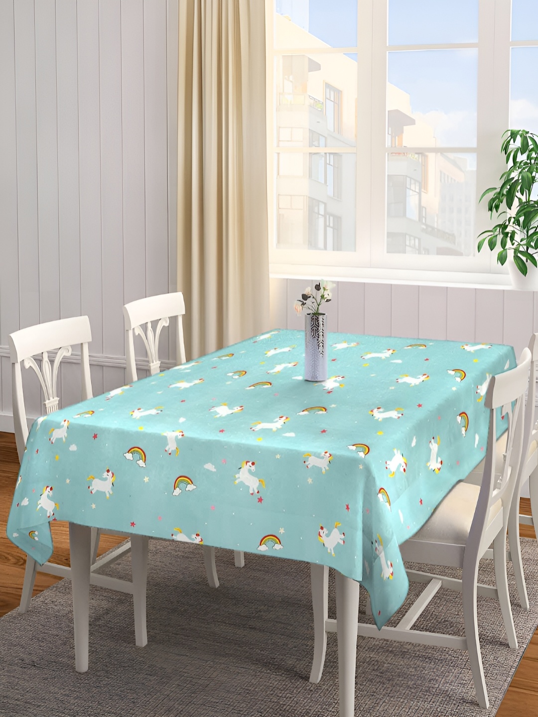 

Arrabi Blue & White Cartoon Printed 8-Seater Table Cover