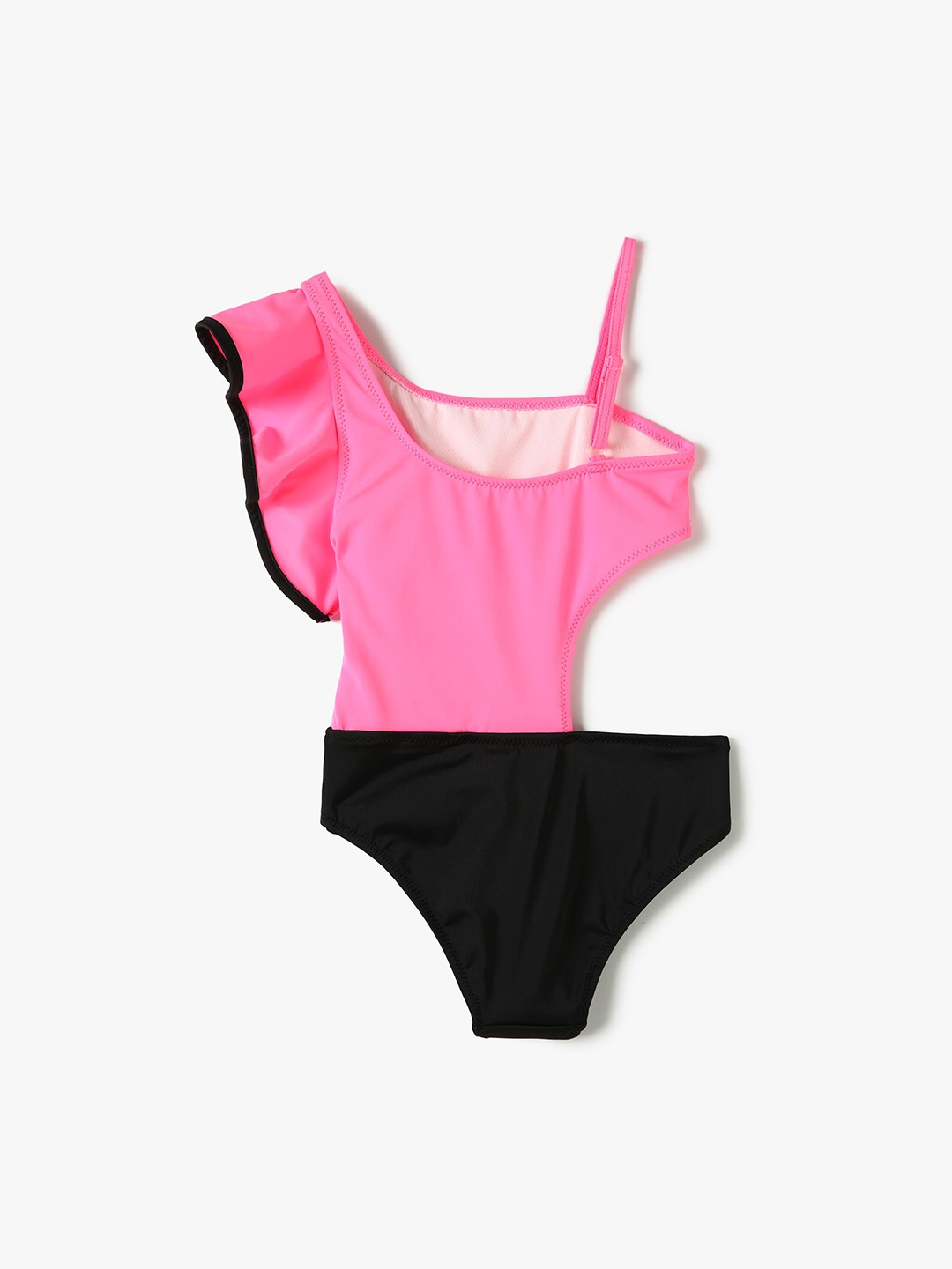 

Koton Girls Color Blocked One-Shoulder Bodysuit, Pink