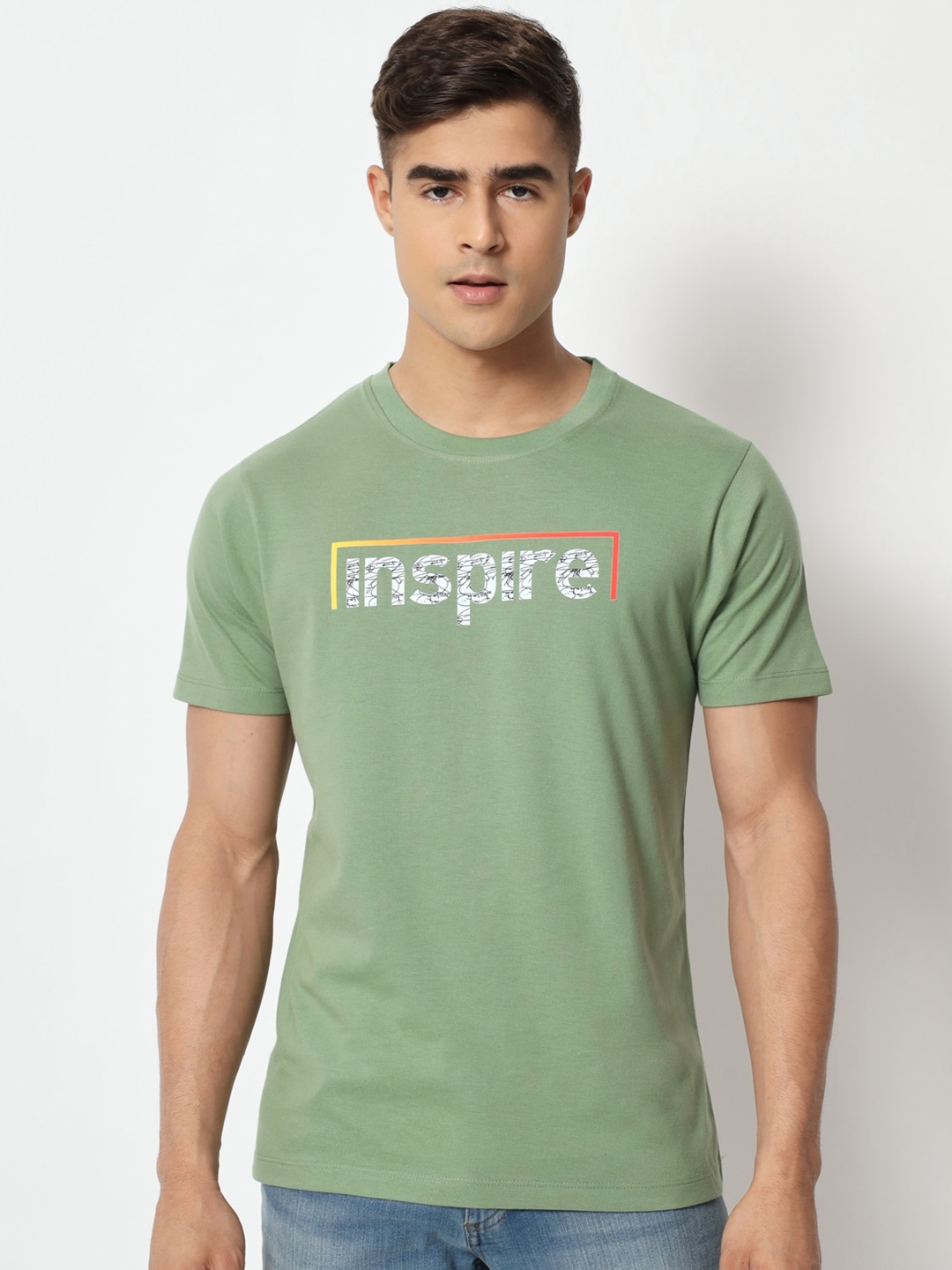 STRYZER Typography Printed Pure Cotton T-shirt, Lime green