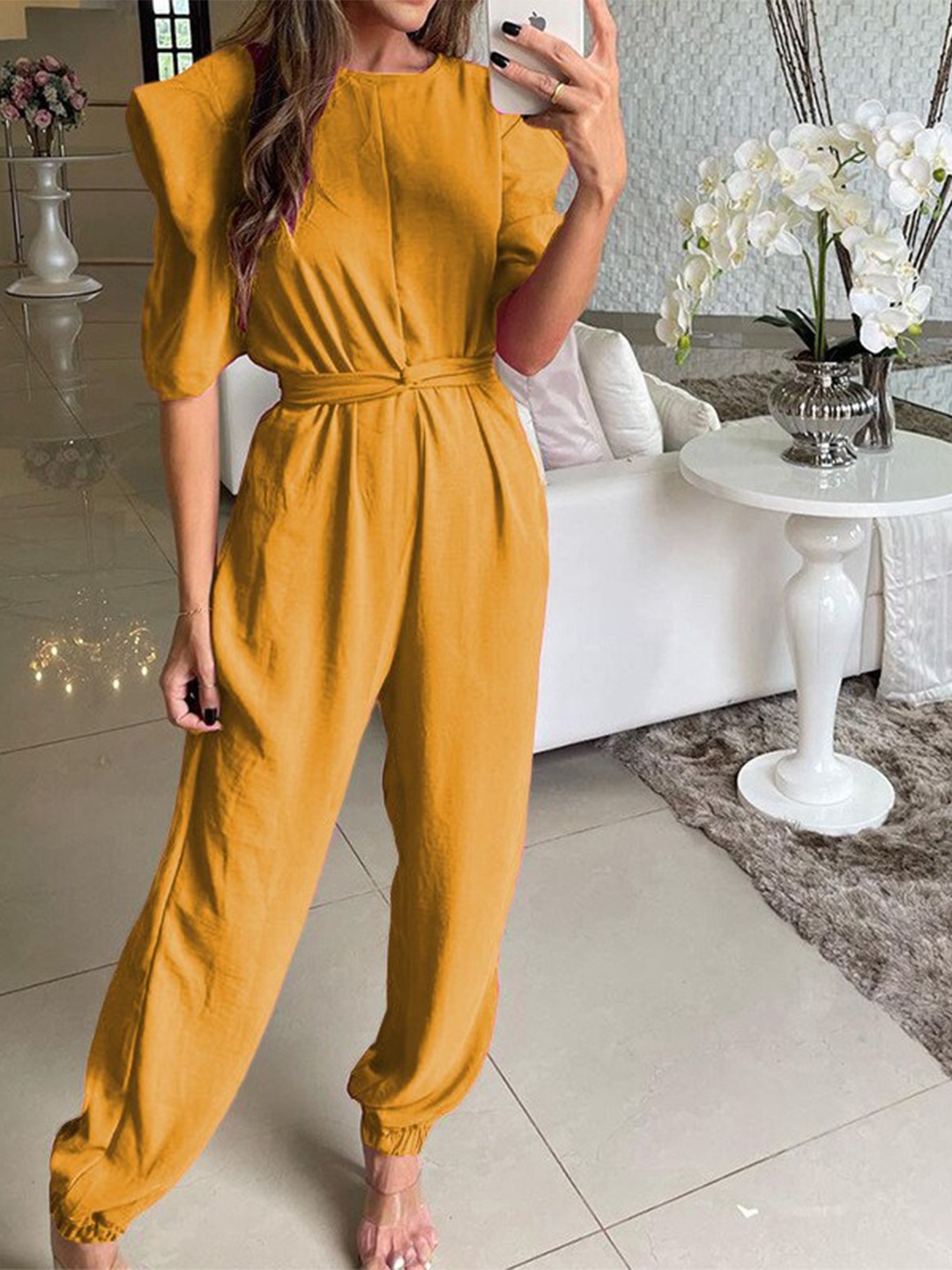

StyleCast x Revolte Round Neck Basic Jumpsuit, Yellow