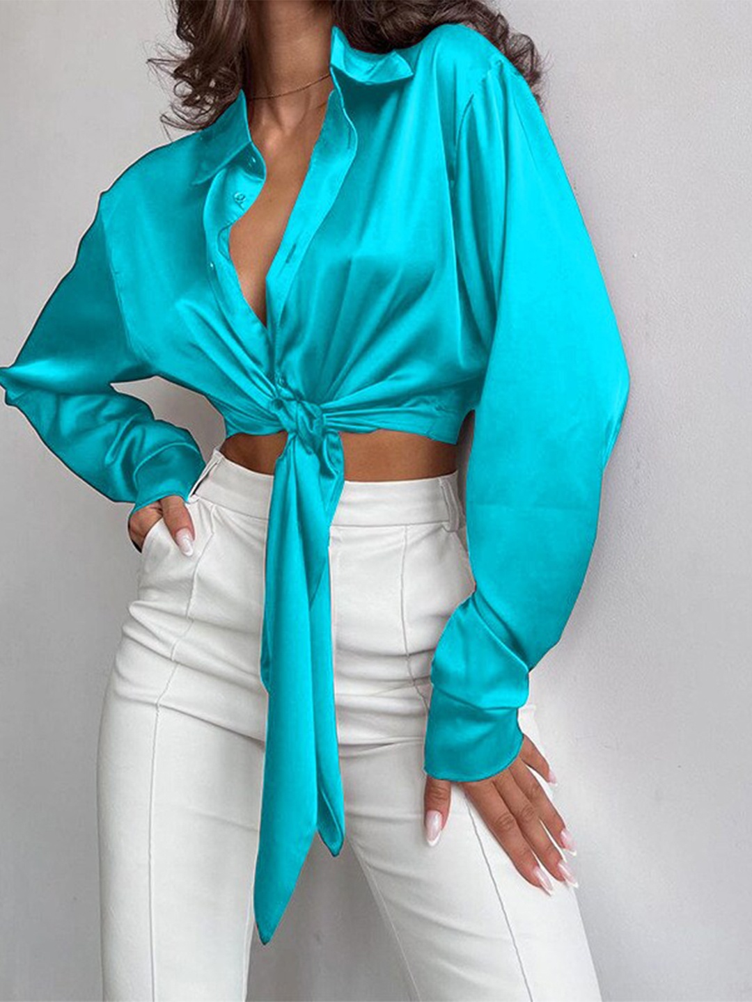 

StyleCast x Revolte Tie-Ups Shirt Style Top, Blue