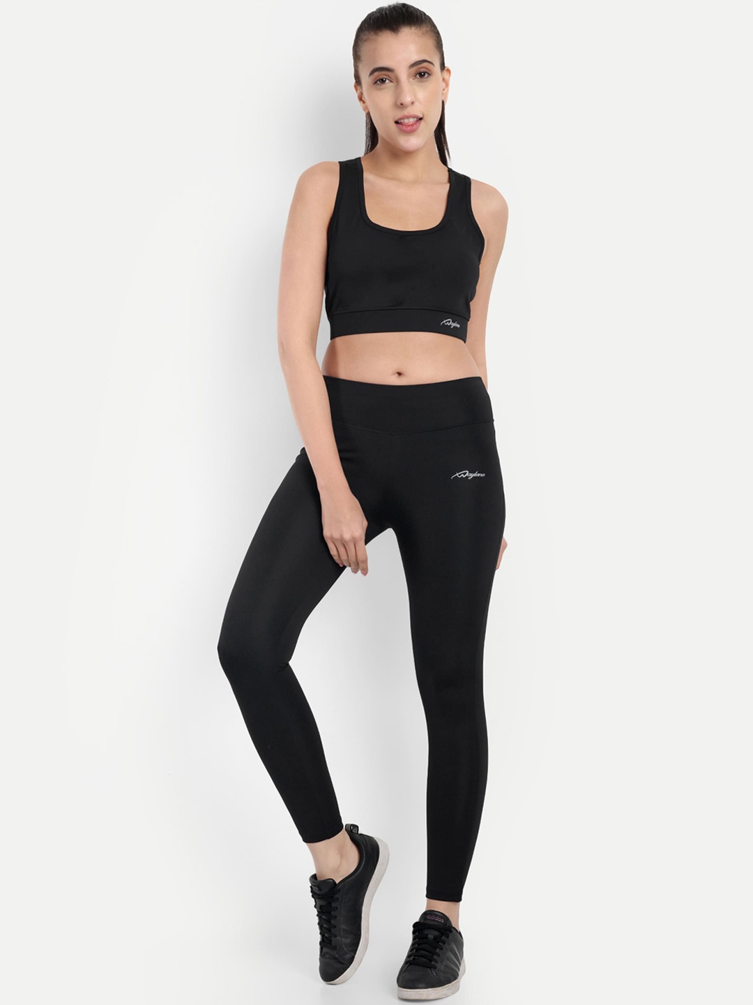 

WAYLENE Shoulder Straps Sports Bra & Tights, Black