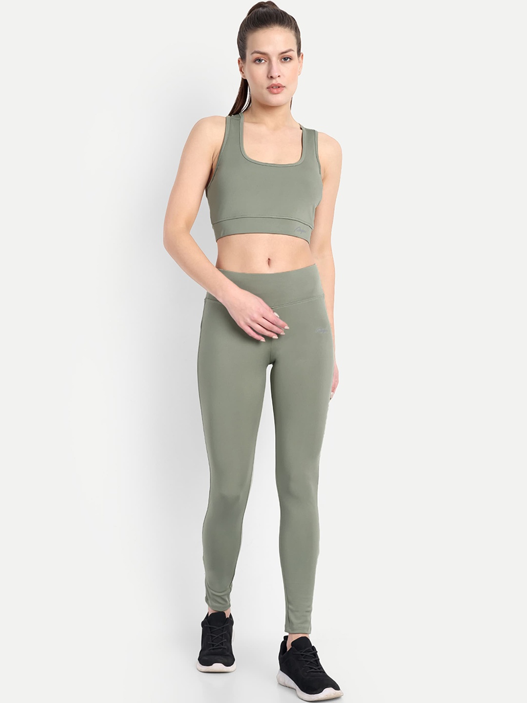 

WAYLENE Shoulder Straps Sports Bra & Tights, Green