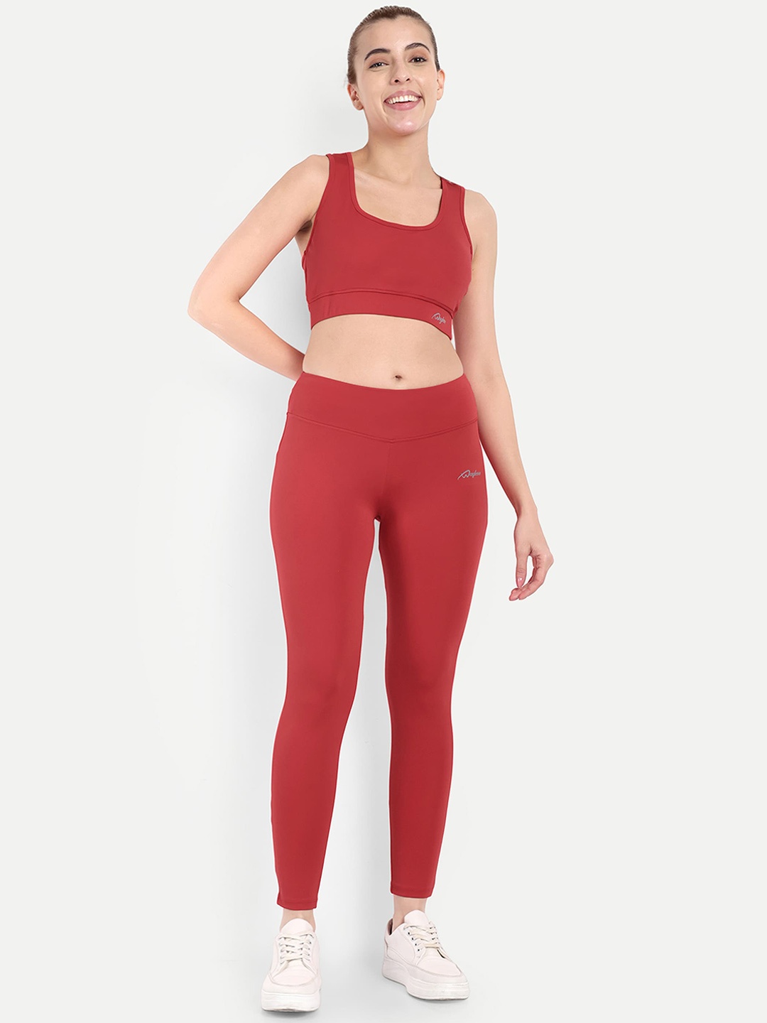 

WAYLENE Shoulder Straps Sports Bra & Tights, Red