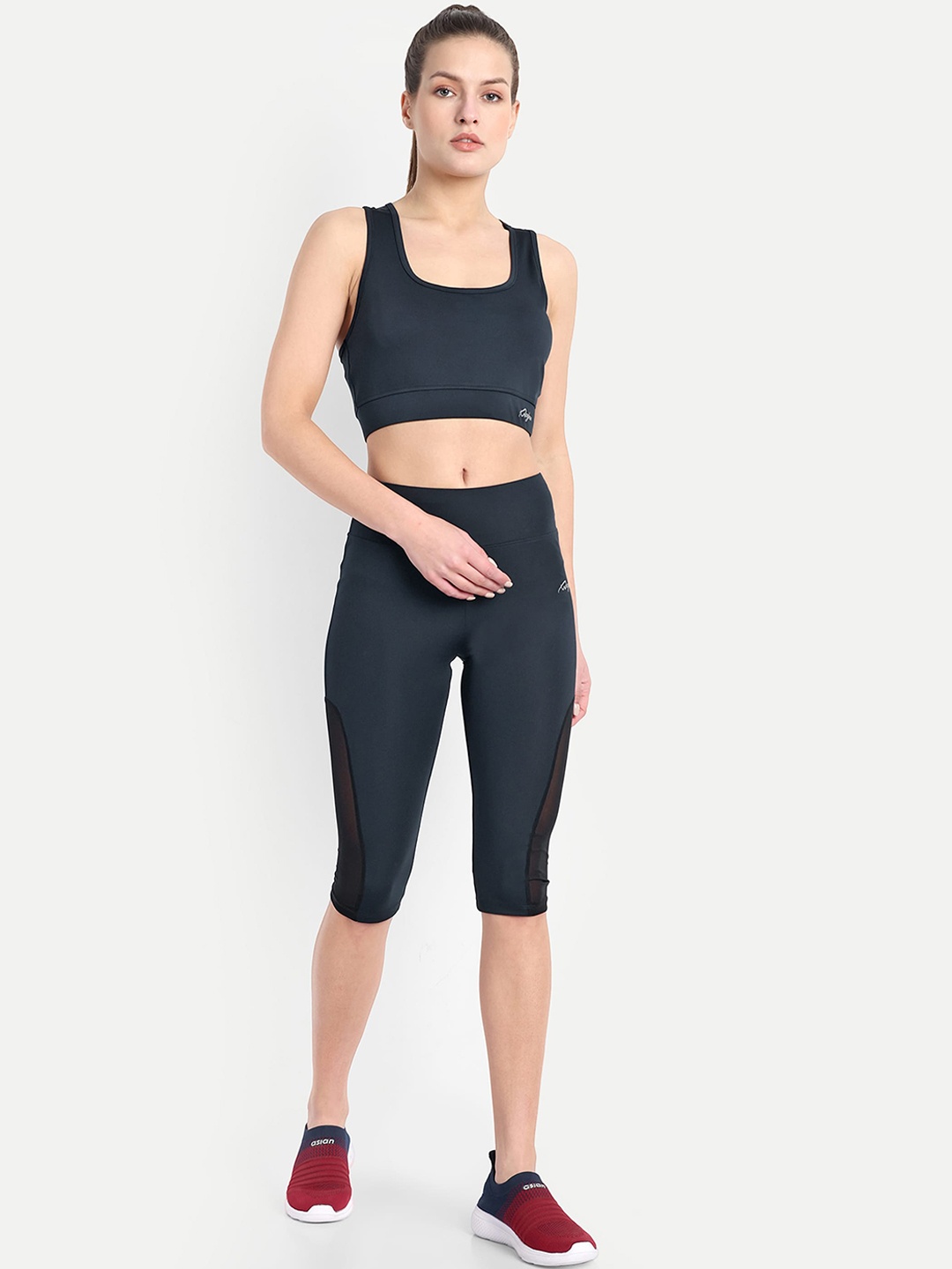 

WAYLENE Shoulder Straps Mid-Rise Sports Tracksuit, Navy blue