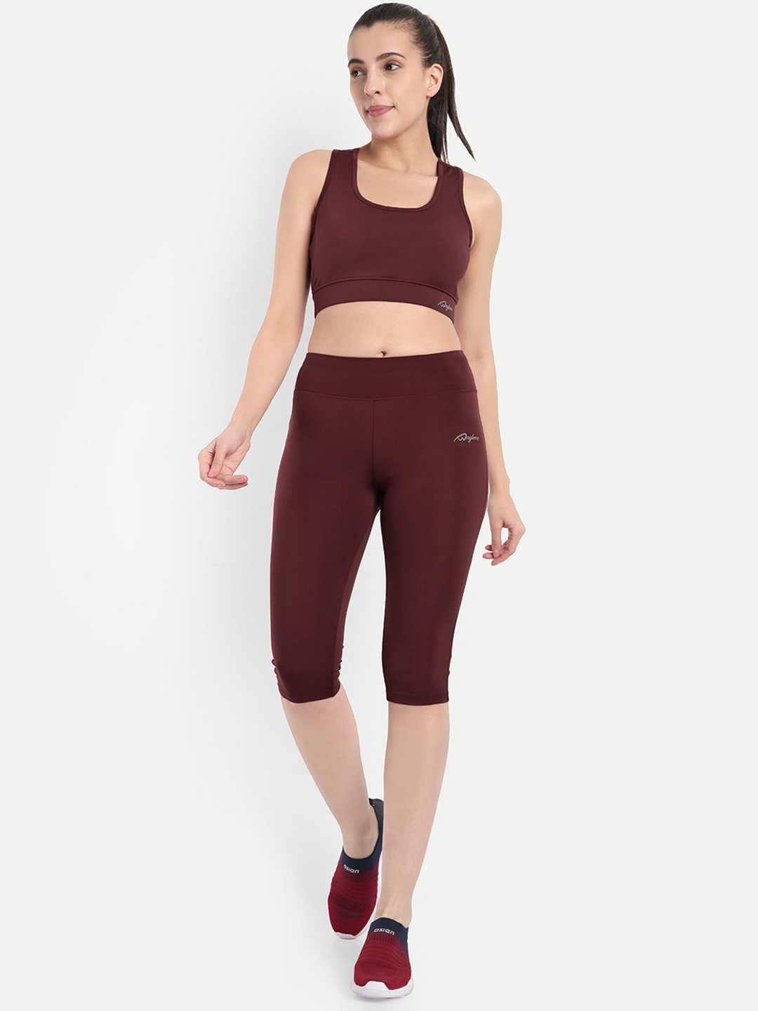 

WAYLENE Shoulder Straps High-Rise Sports Tracksuit, Burgundy