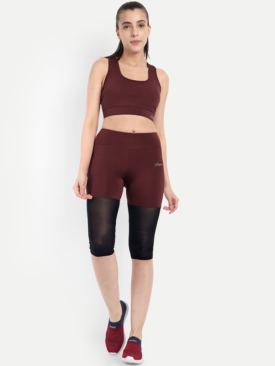 

WAYLENE Shoulder Straps High-Rise Sports Tracksuit, Burgundy