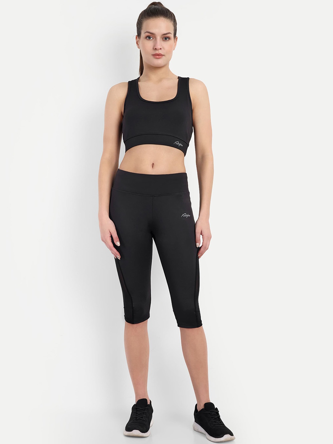 

WAYLENE Shoulder Straps Mid-Rise Sports Tracksuit, Black