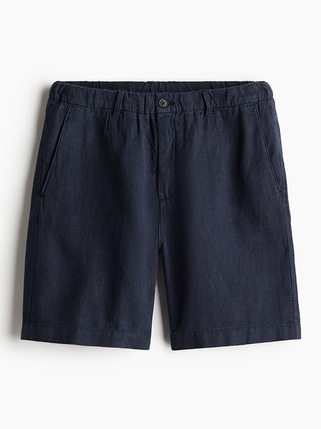 

H&M Men Regular Fit Linen Shorts, Navy blue