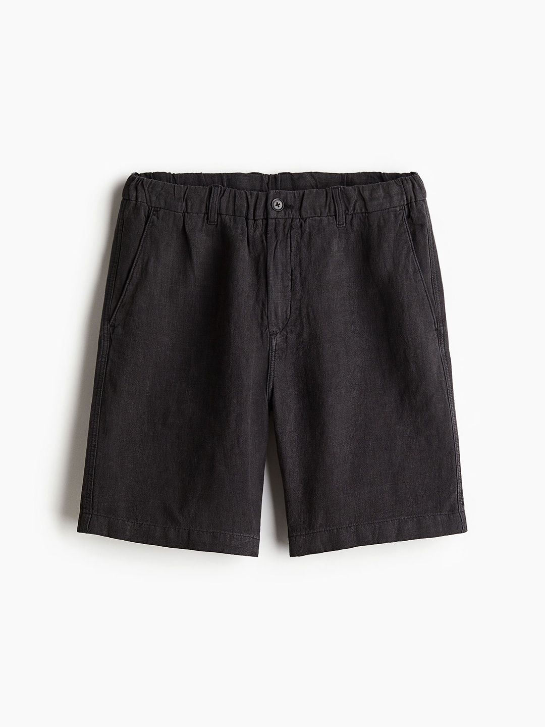 

H&M Men Regular Fit Linen Shorts, Black