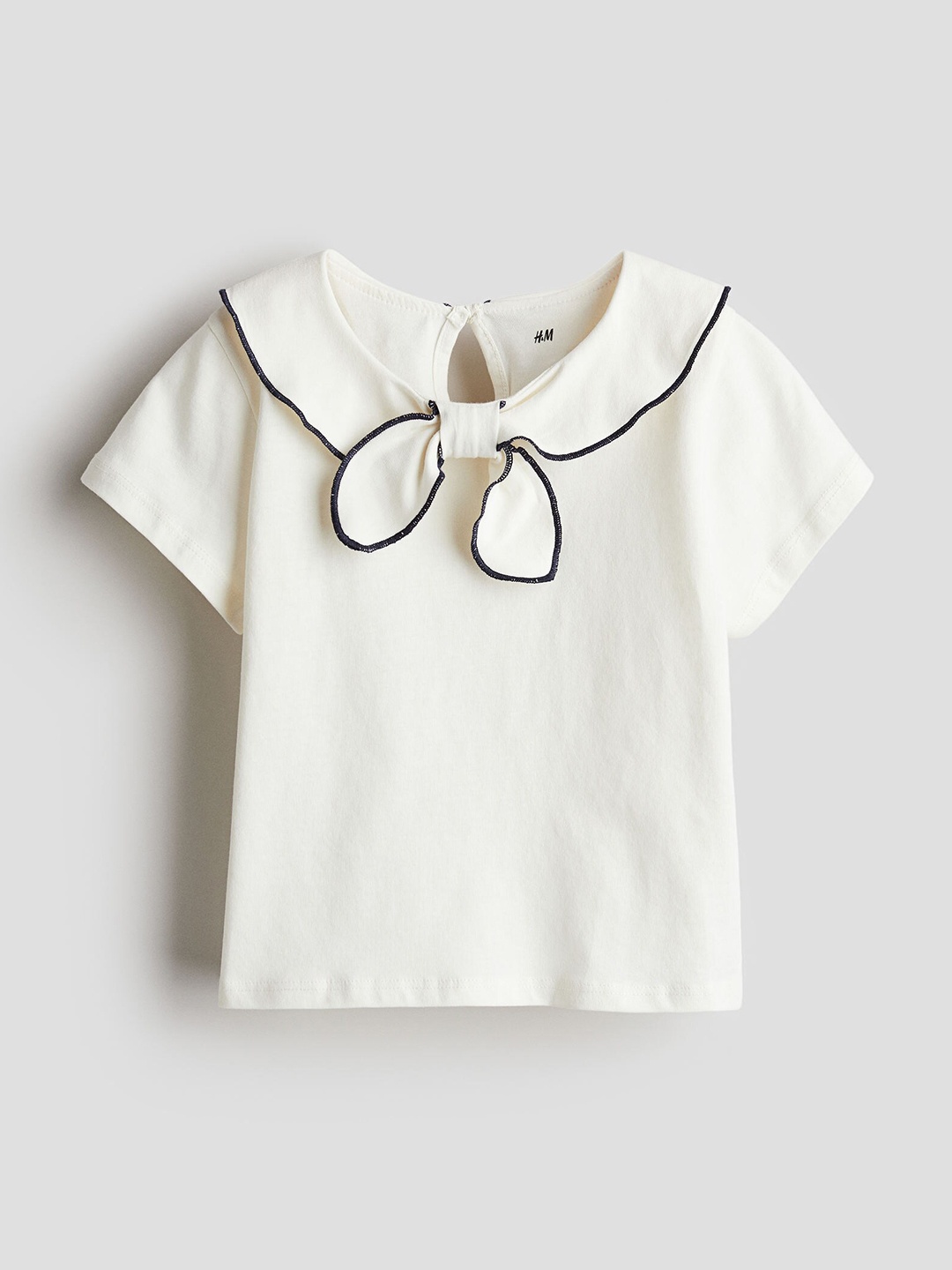 

H&M Girls Pure Cotton Collared Jersey Top, White