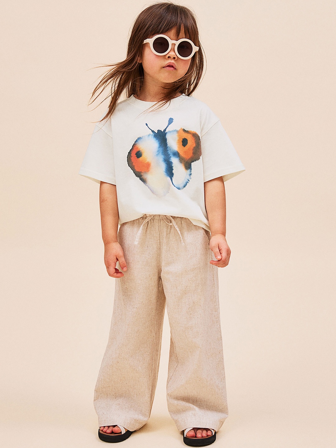 

H&M Girls Pure Cotton Animal-Motif T-shirt, White