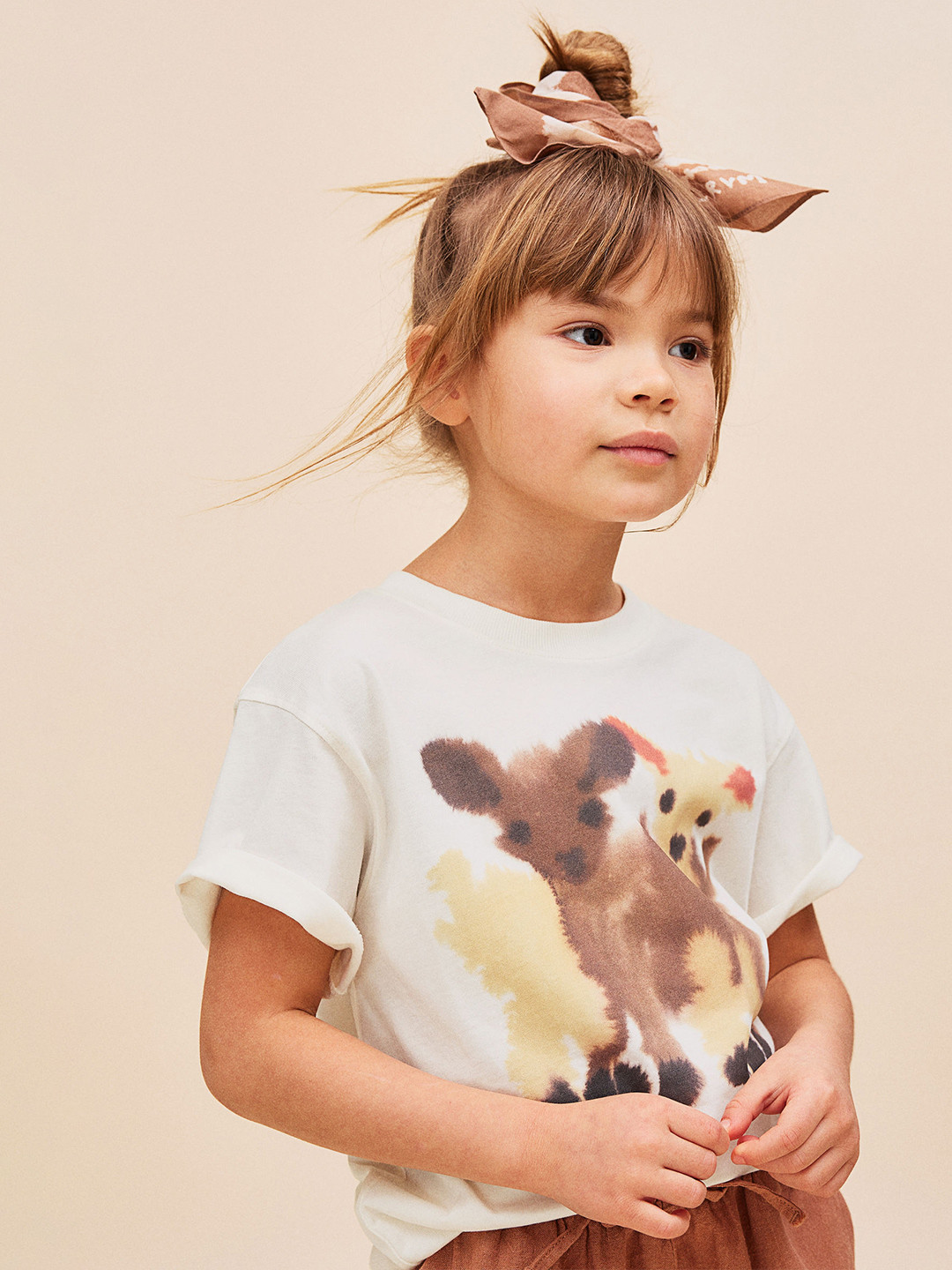

H&M Girls Pure Cotton Animal-Motif T-shirt, White