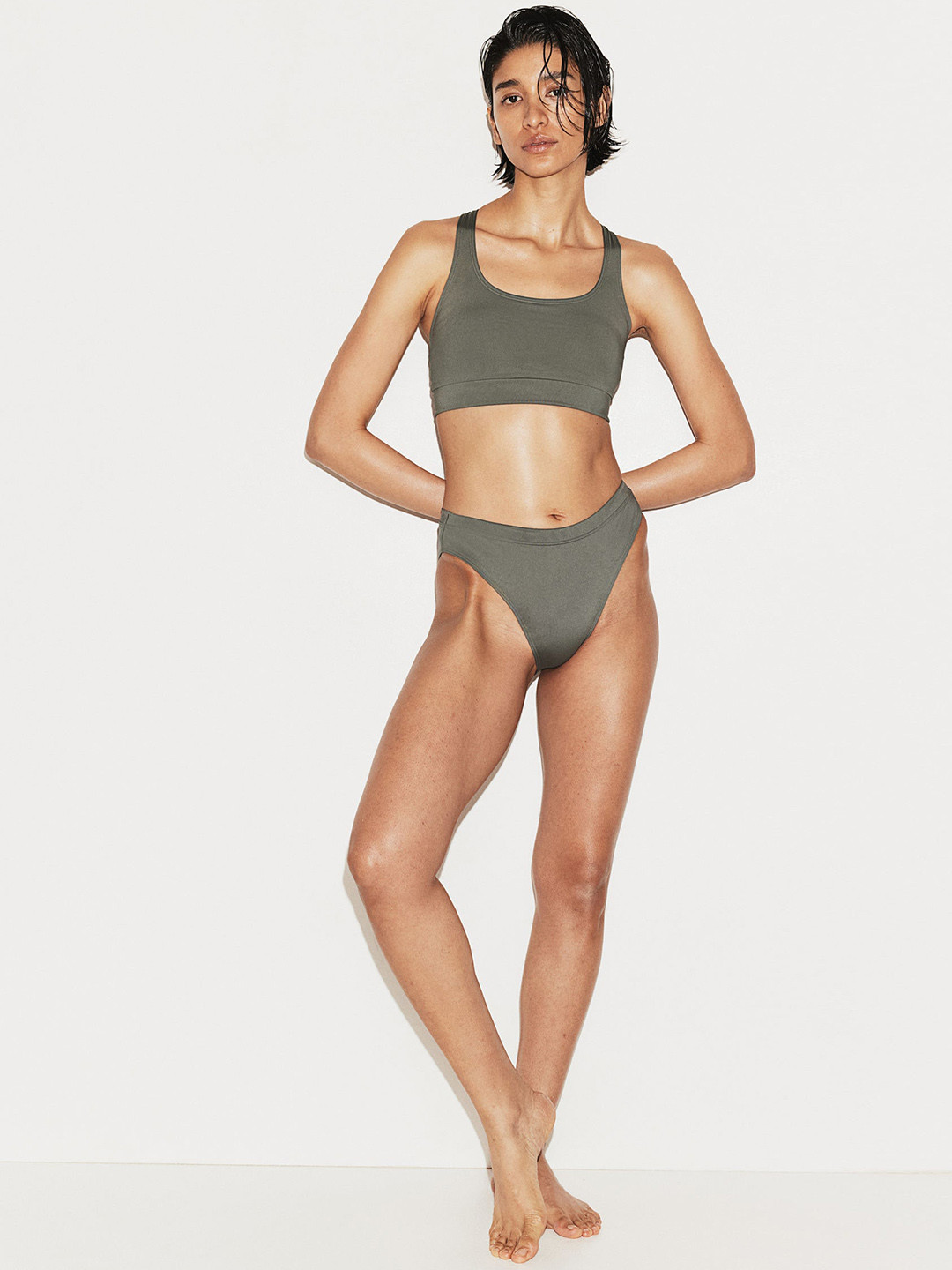 

H&M Sports Bikini Bottoms, Olive