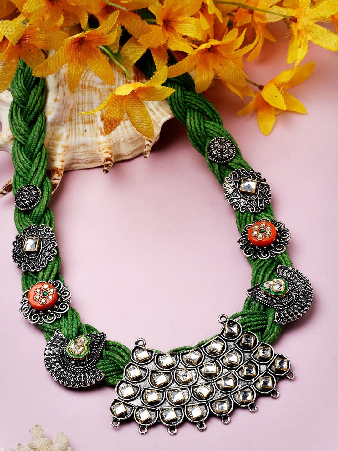 

Moedbuille Silver-Plated Oxidised Necklace