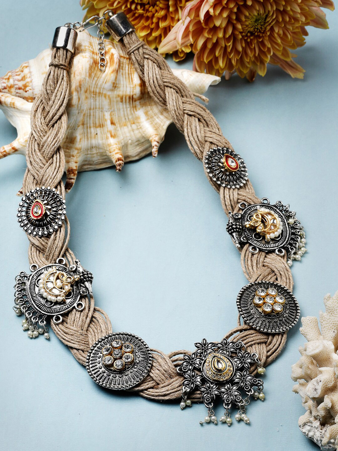 

Moedbuille Silver-Plated Oxidised Necklace
