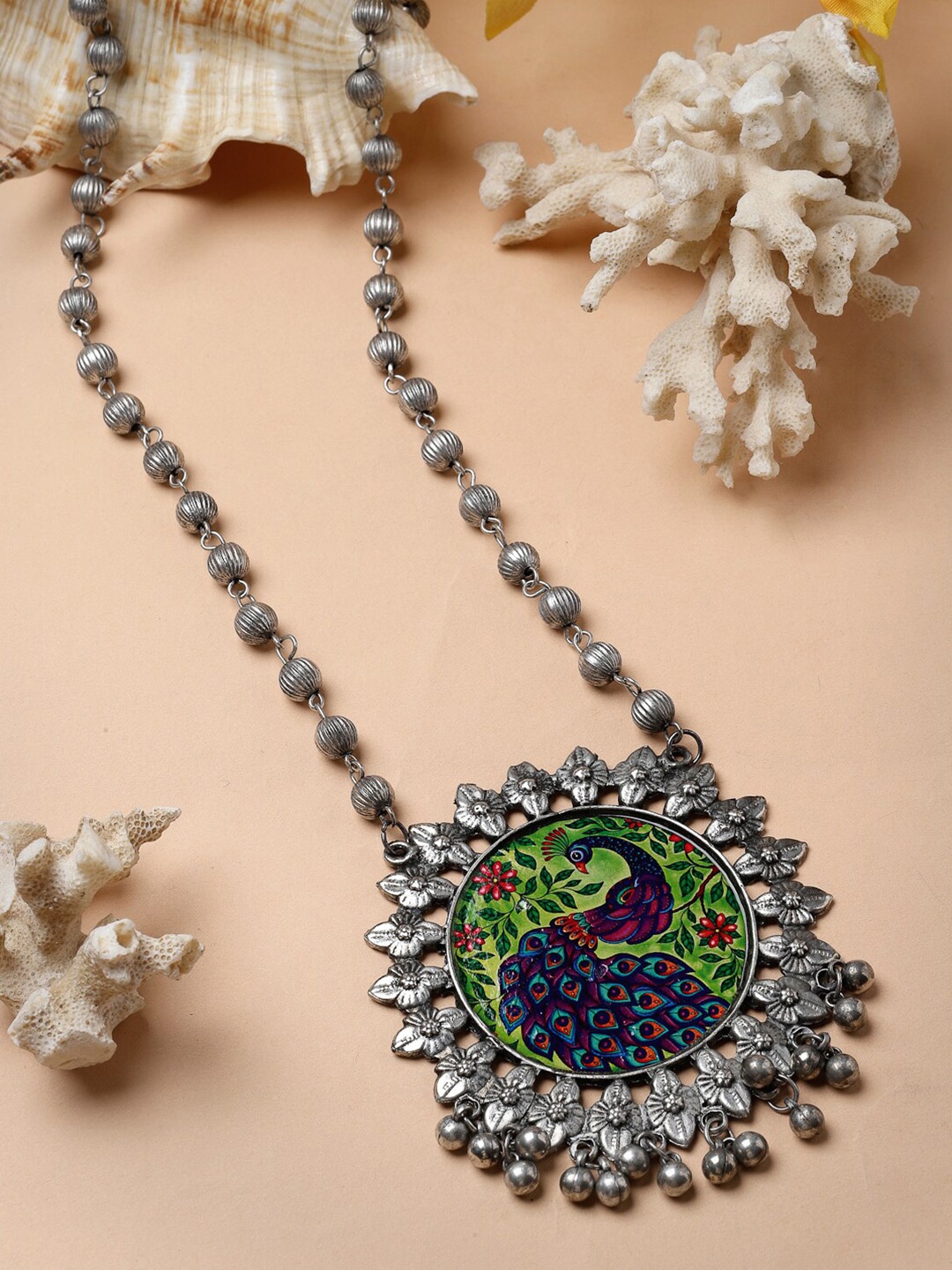 

Moedbuille Silver-Plated Meenakari Necklace