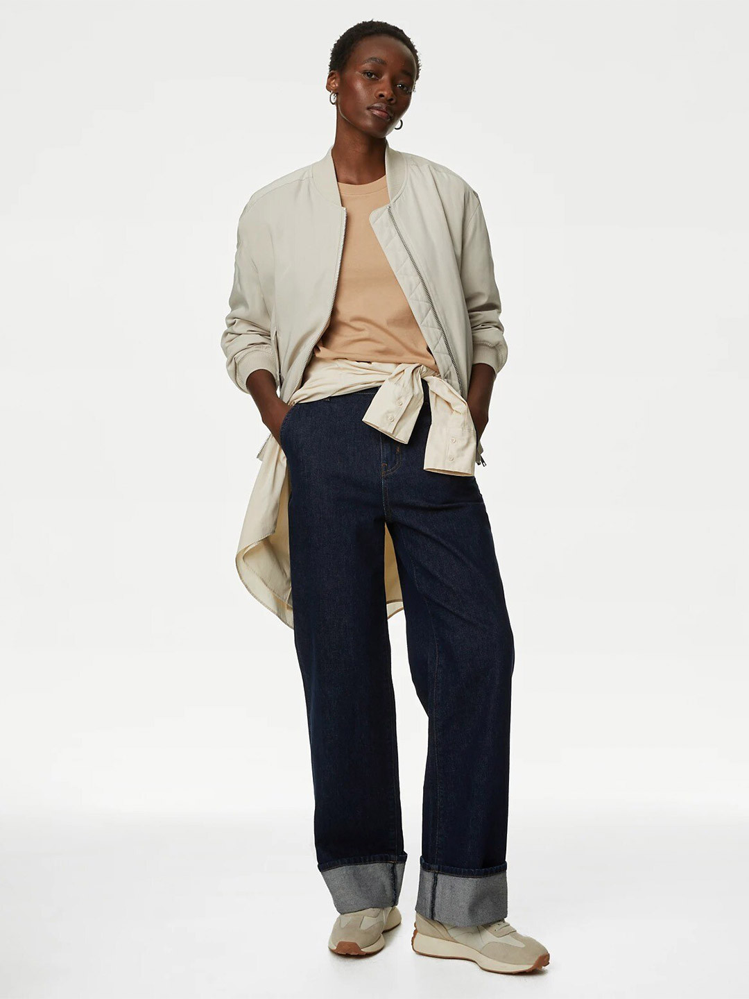 

Marks & Spencer Round Neck Short Sleeves Cotton T-shirt, Beige