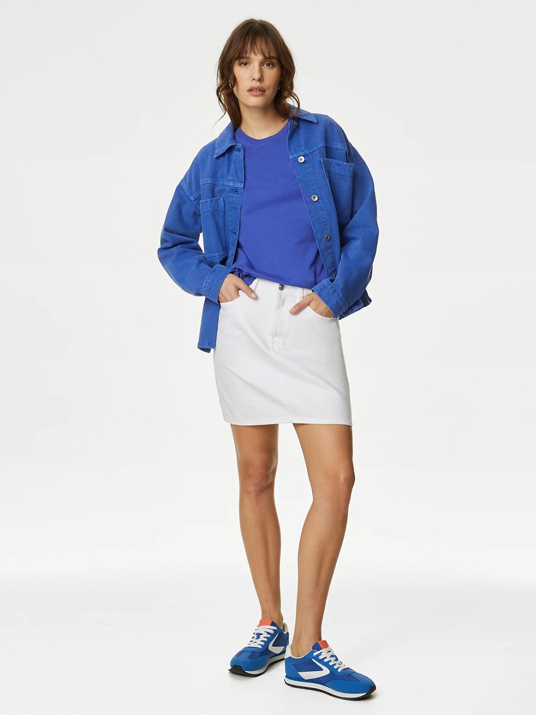 

Marks & Spencer Round Neck Short Sleeves Cotton T-shirt, Blue
