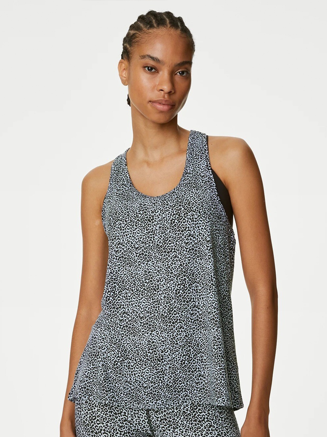 

Marks & Spencer Relaxed Abstract Printed Scoop Neck Tank Top, White