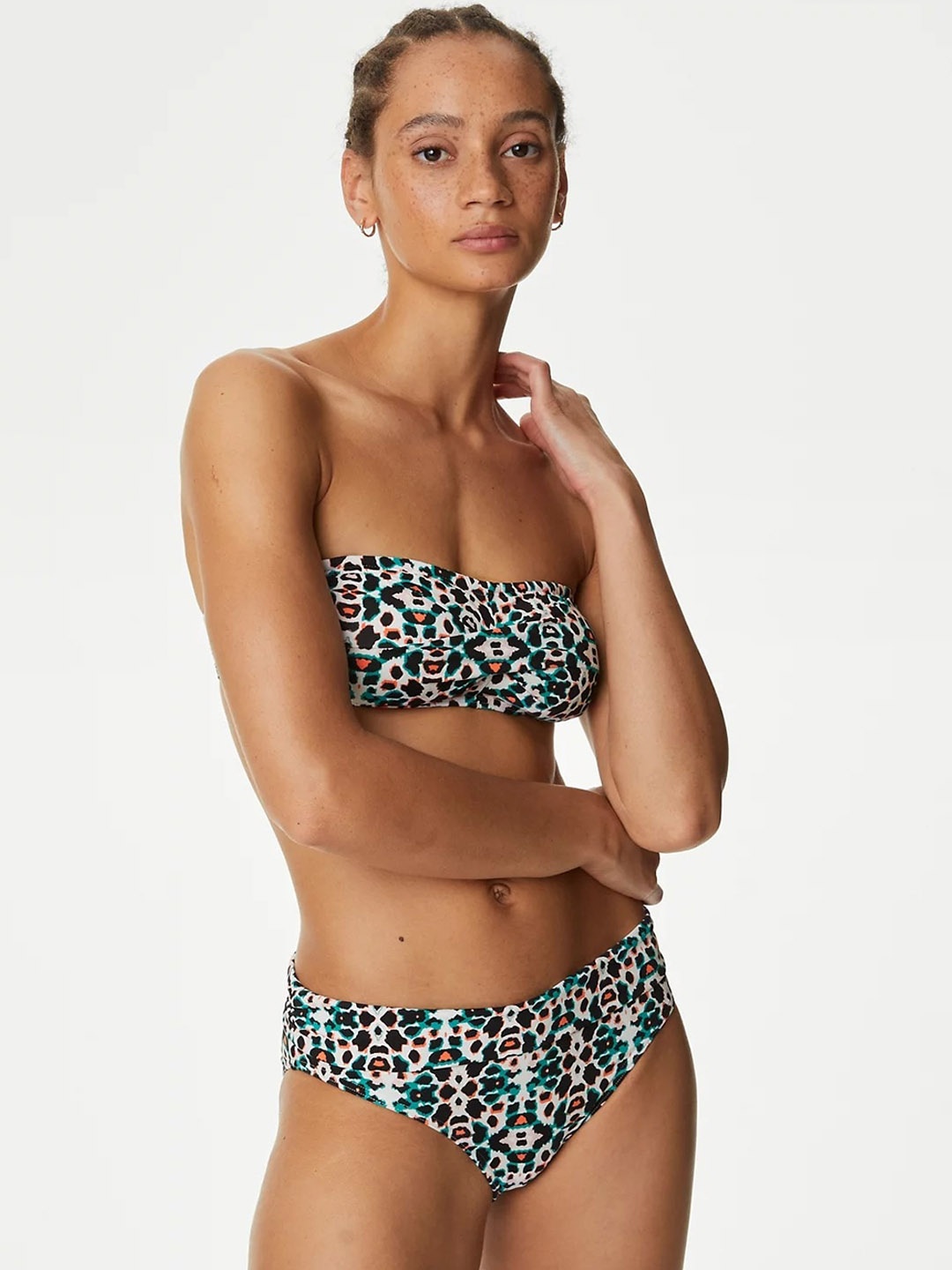 

Marks & Spencer Printed Padded Bandeau Bikini Top, Black