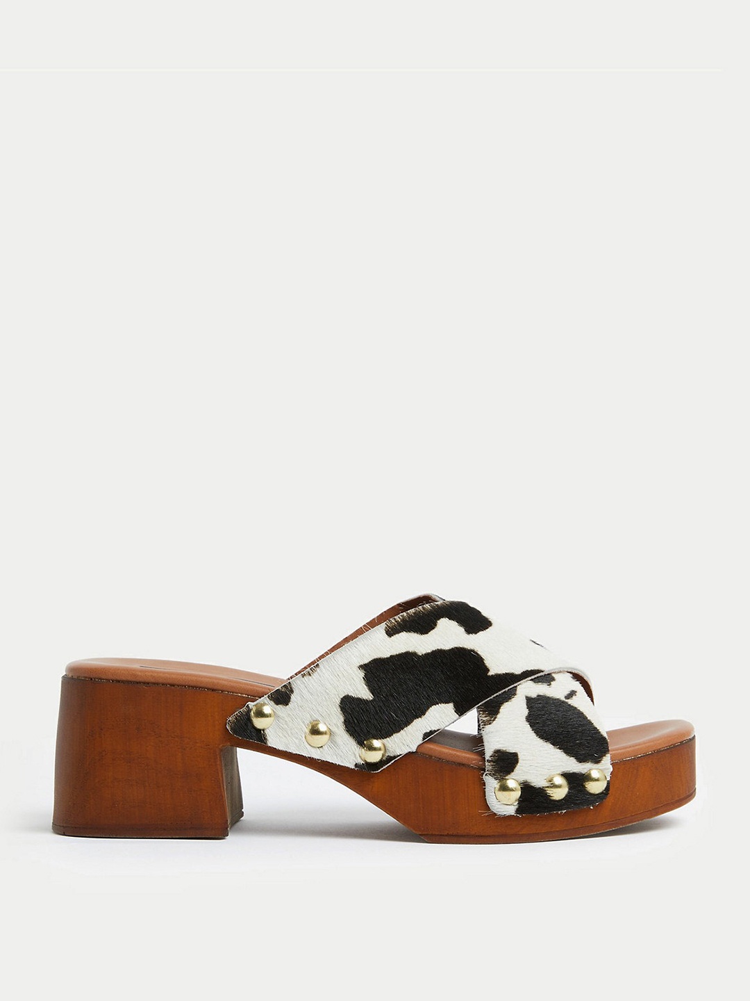

Marks & Spencer Printed Open Toe Block Heels, Black