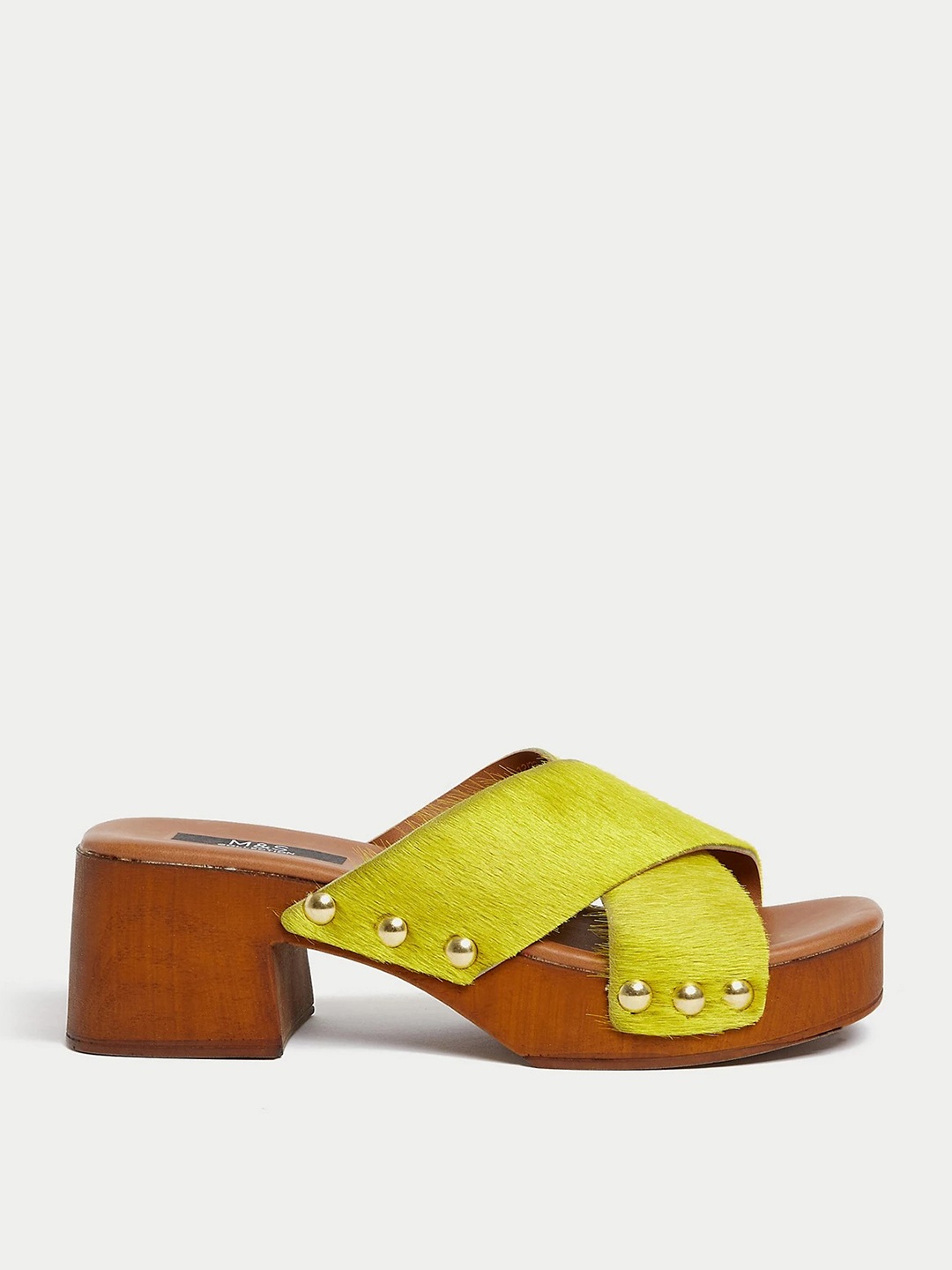 

Marks & Spencer Textured Open Toe Platform Heels, Lime green