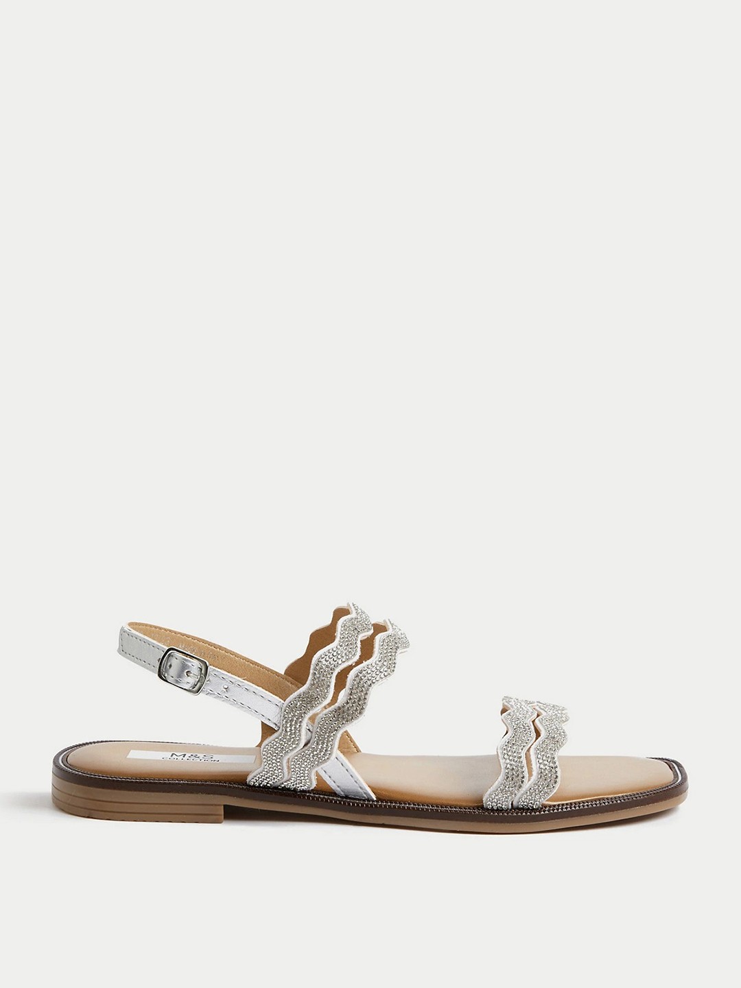 

Marks & Spencer Women Buckle Open Toe Flats, Silver