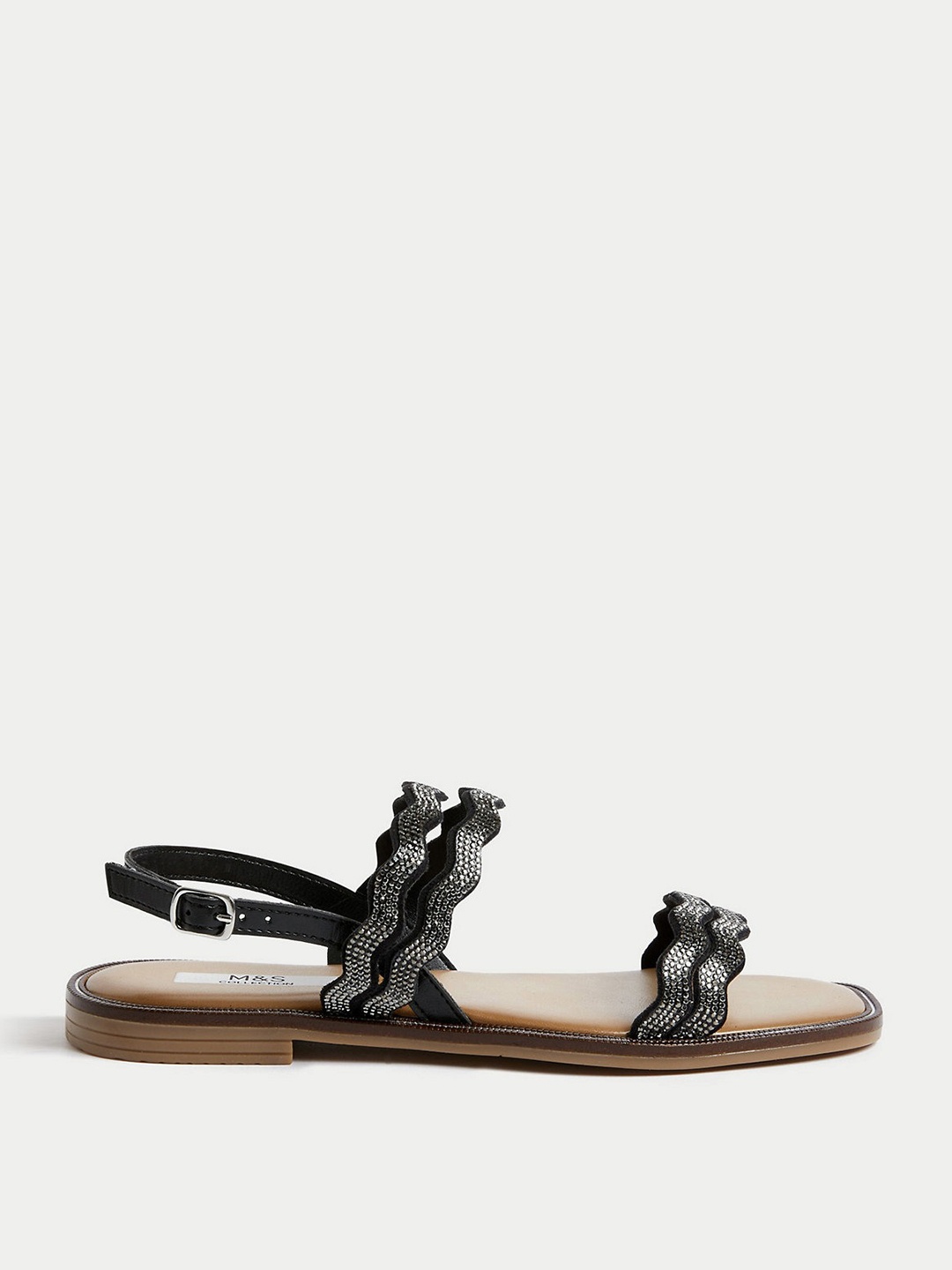 

Marks & Spencer Women Embellished Open Toe Flats, Black