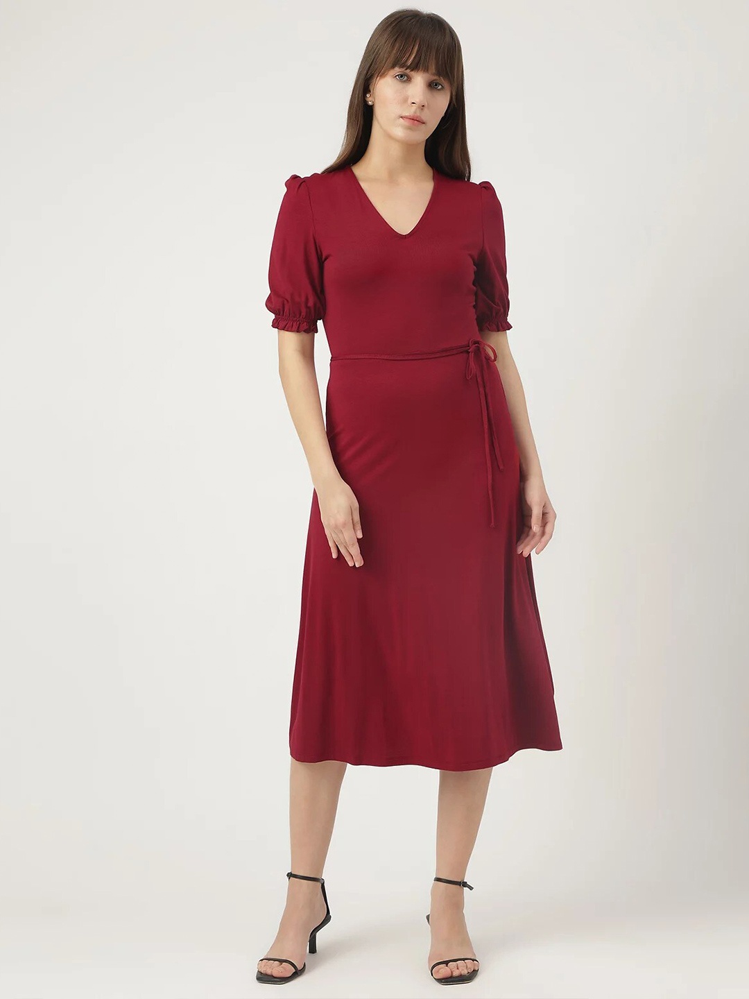 

Marks & Spencer V-Neck Short Sleeves Midi Wrap Dress, Red