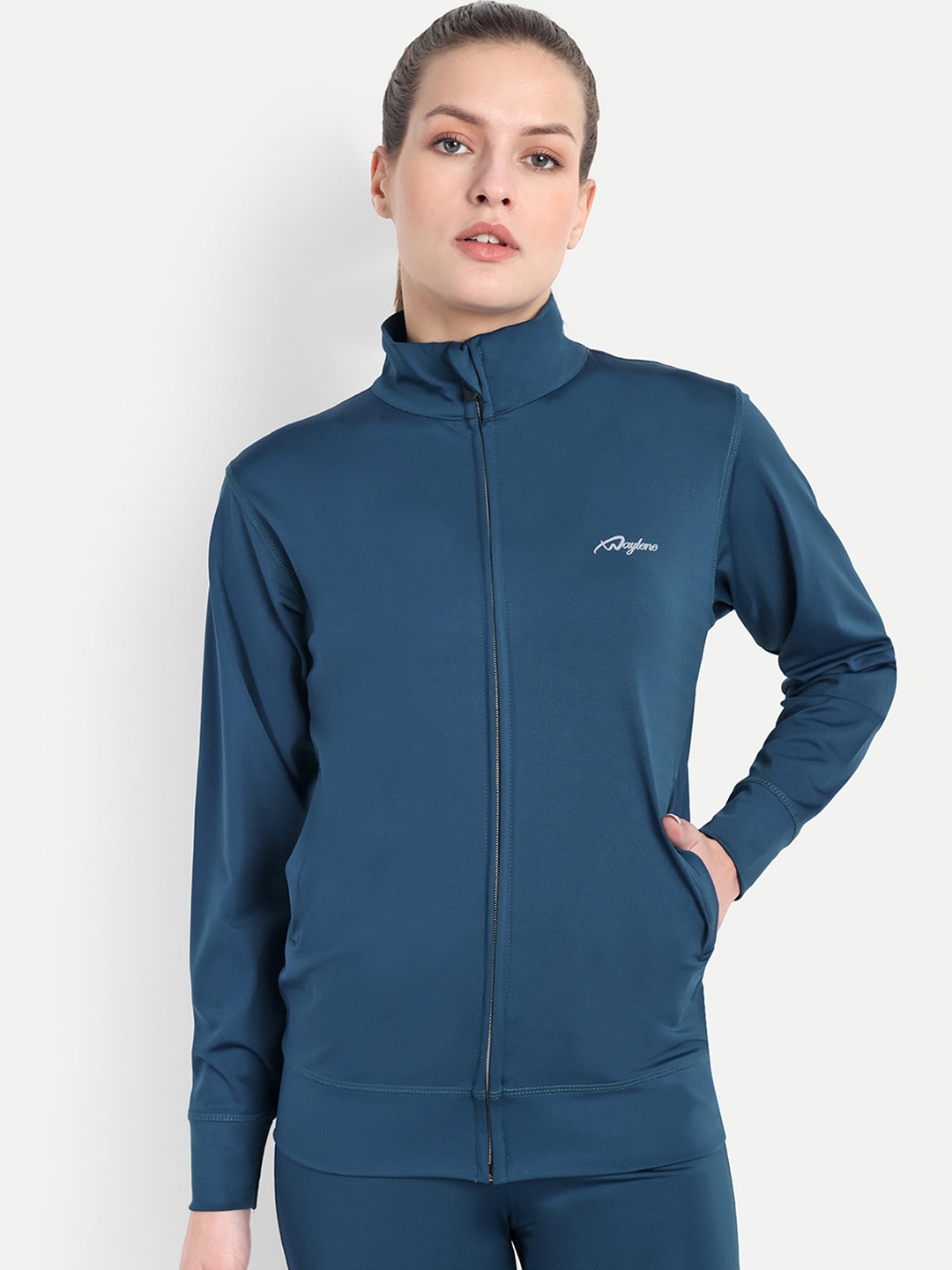 

WAYLENE Mock Collar Lightweight Dry Fit Training or Gym Sporty Jacket, Teal
