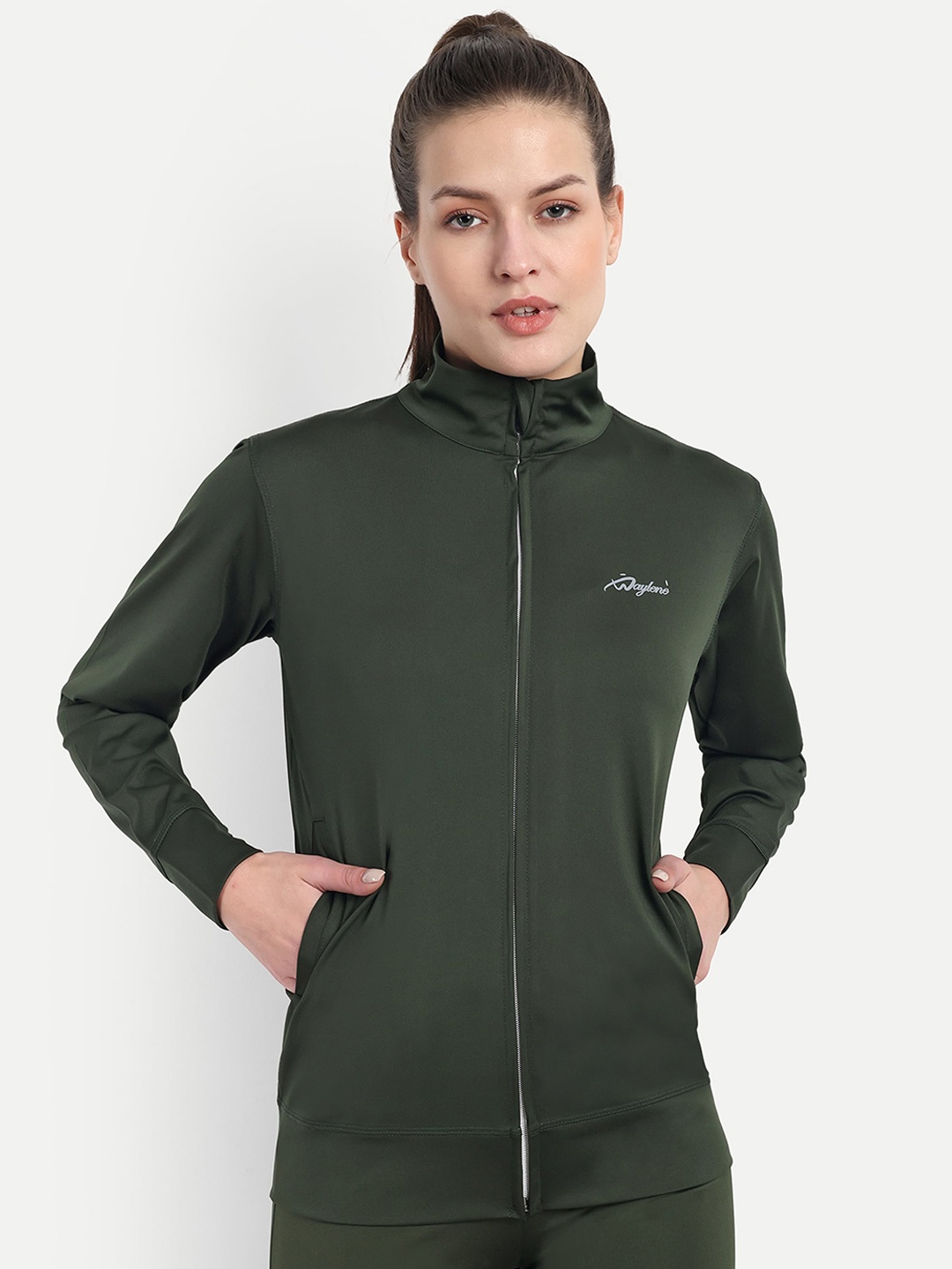 

WAYLENE Lightweight Crop Training or Gym Sporty Jacket, Olive