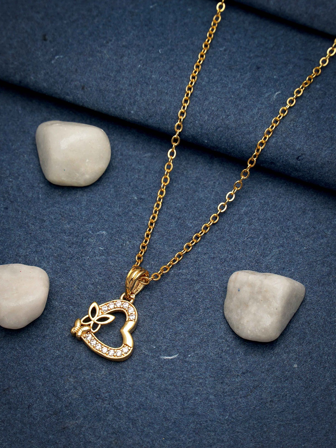 

Ramdev Art Fashion Jwellery Gold-Plated Heart Shaped Pendants with Chains