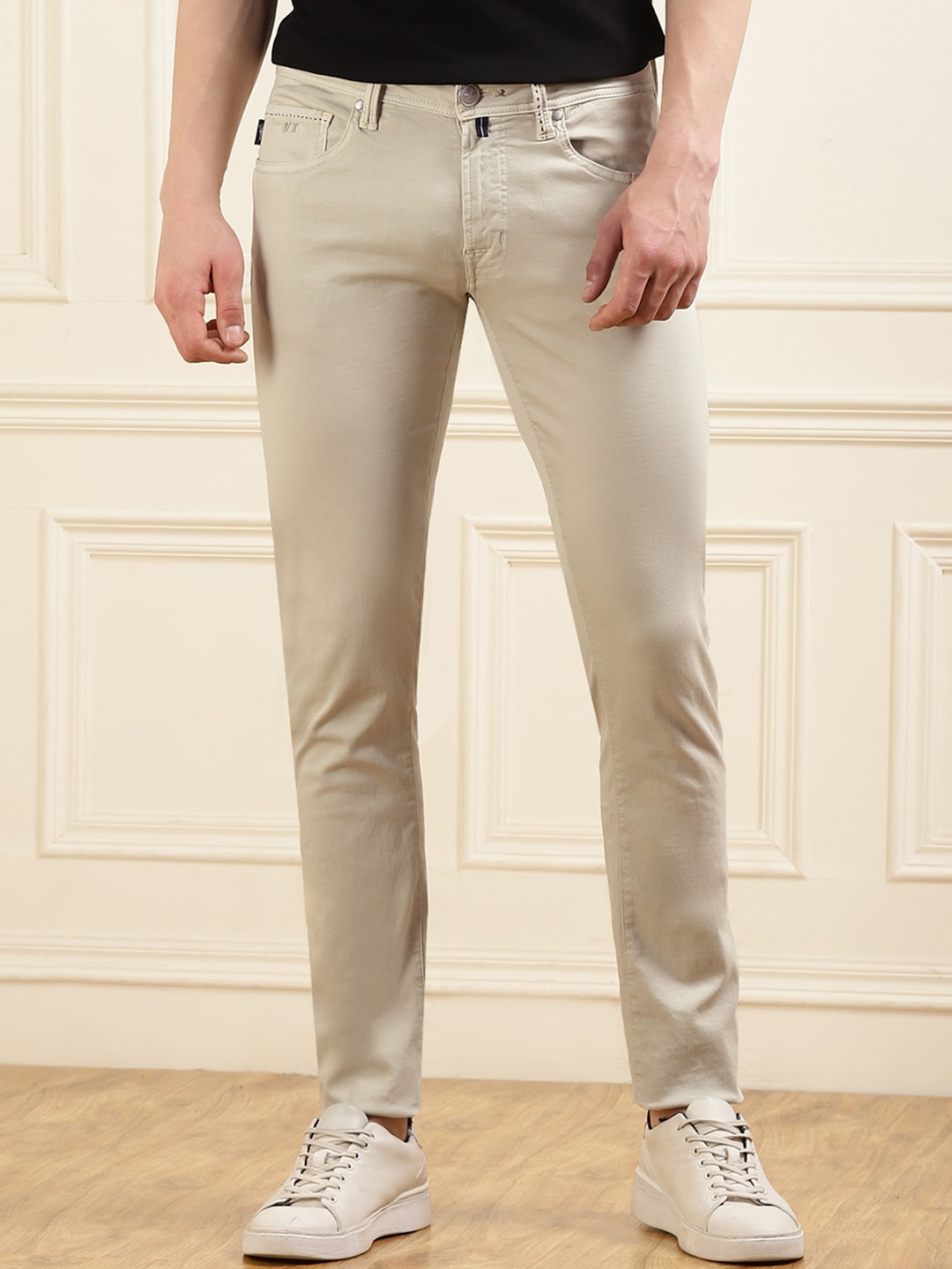 

Tramarossa Slim Fit Mid-Rise Regular Trousers, Beige