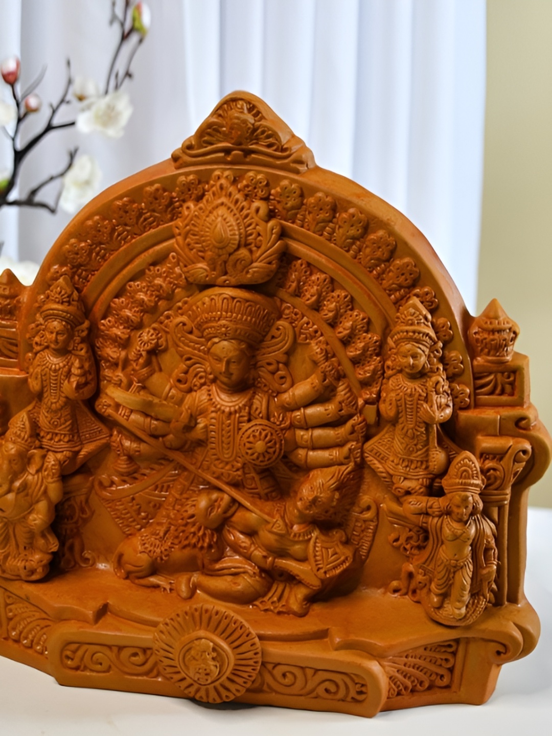 

SOWPEACE Brown Terracotta Goddess Durga Idol Showpiece