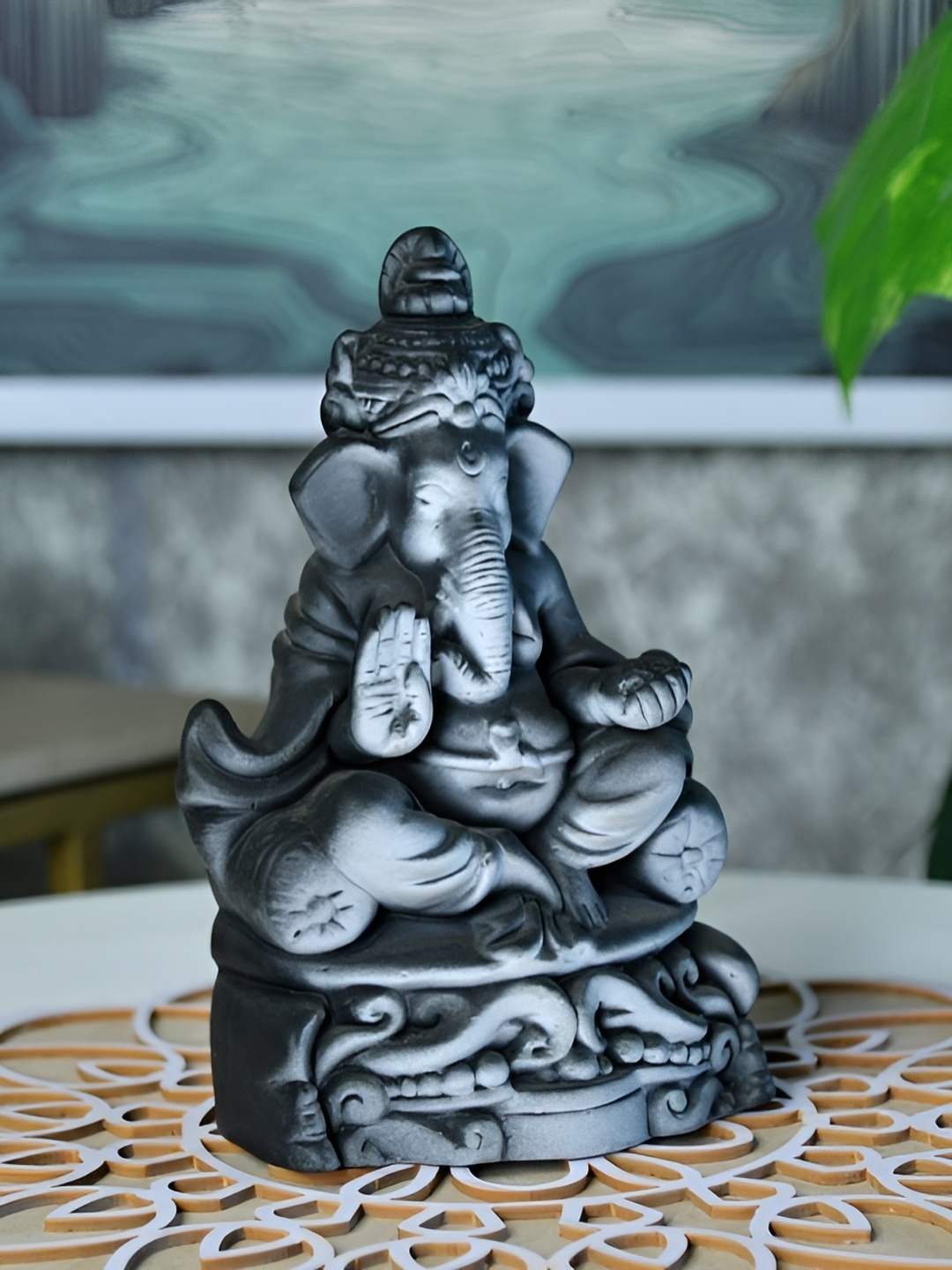 

SOWPEACE Brown Ganesha's Blessings In Ascendancy Terracotta Idol Showpiece