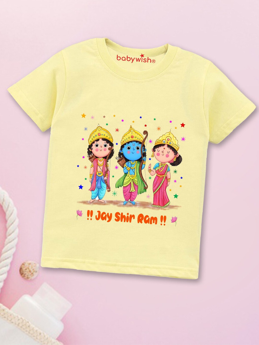 

Babywish Kids Graphic Printed Round Neck Cotton Relaxed Fit T-shirt, Yellow