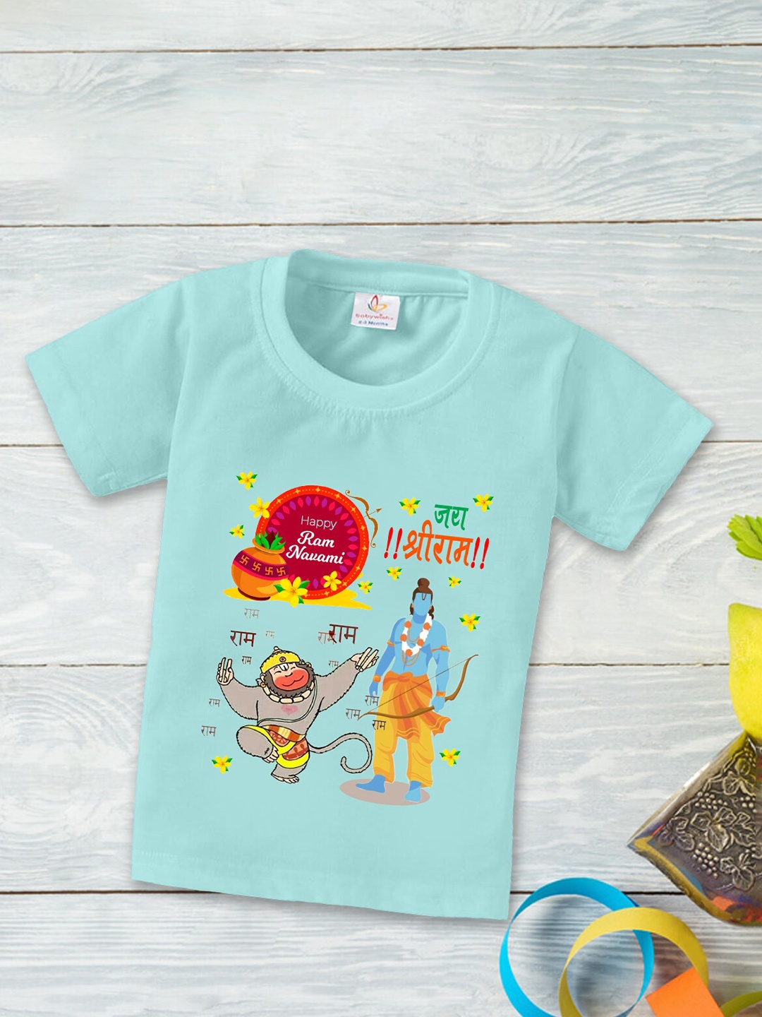 

Babywish Kids Graphic Printed Round Neck Cotton Relaxed Fit T-shirt, Sea green