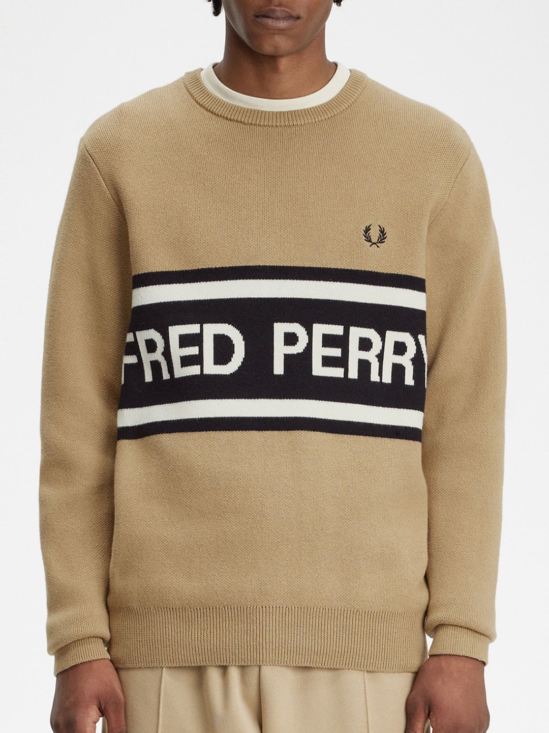 

Fred Perry Typography Printed Long Sleeves Cotton Pullover, Beige