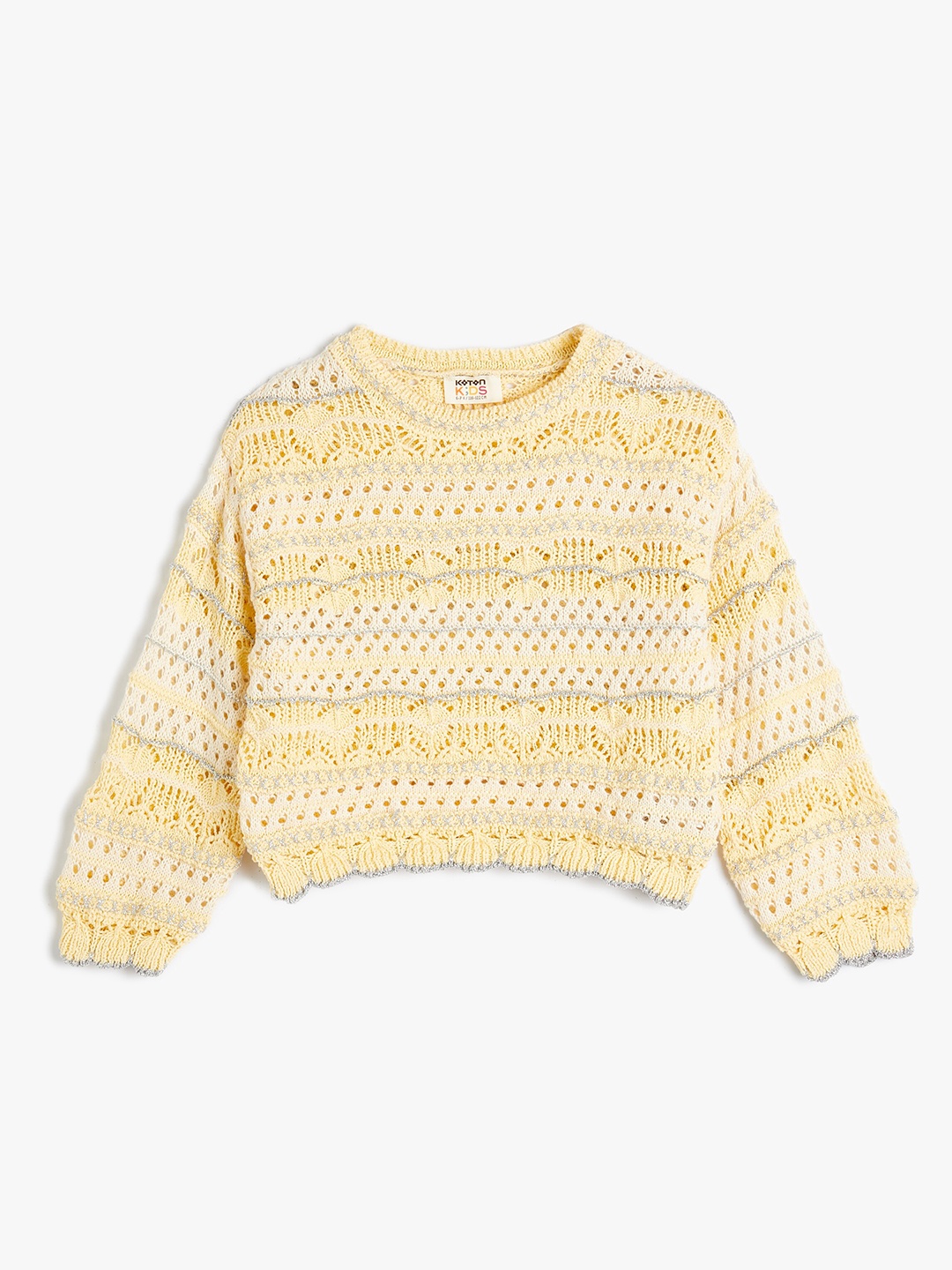 

Koton Girls Open Knit Self Design Pullover, Yellow