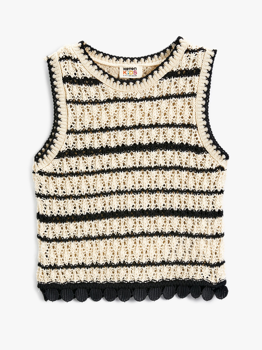 

Koton Girls Round Neck Sleeveless Quirky Pullover Sweater, Beige