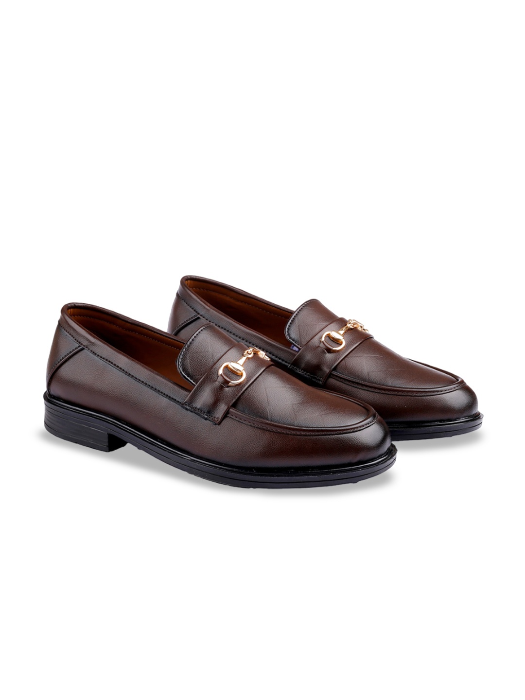 

Bxxy Men Buckle Detailed Leather Formal Loafers, Brown