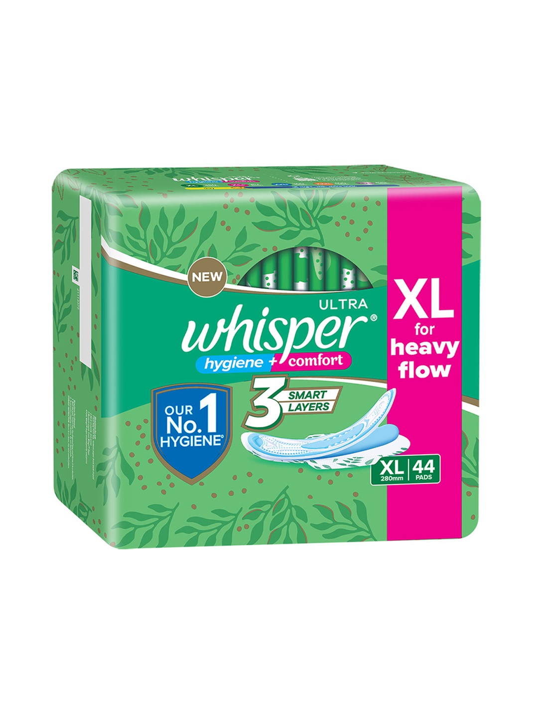 Whisper Ultra Hygiene+Comfort XL Sanitary Pads for Heavy Flow - 44 Pads