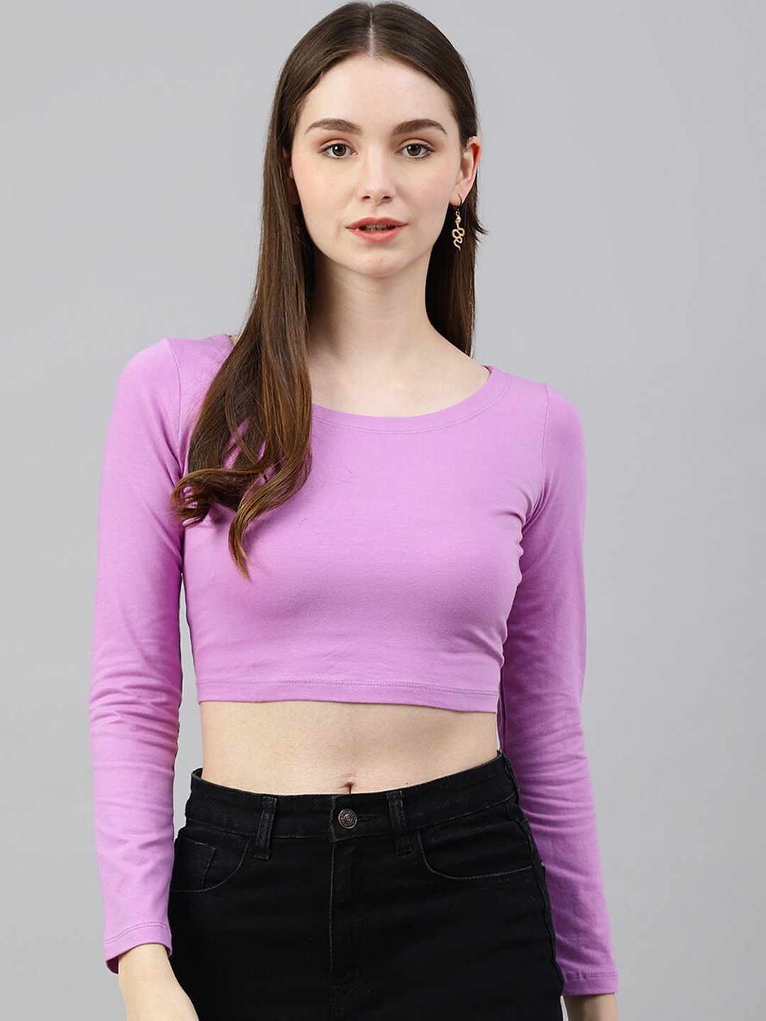 

COLOR CAPITAL Scoop Neck Fitted Crop Top, Lavender