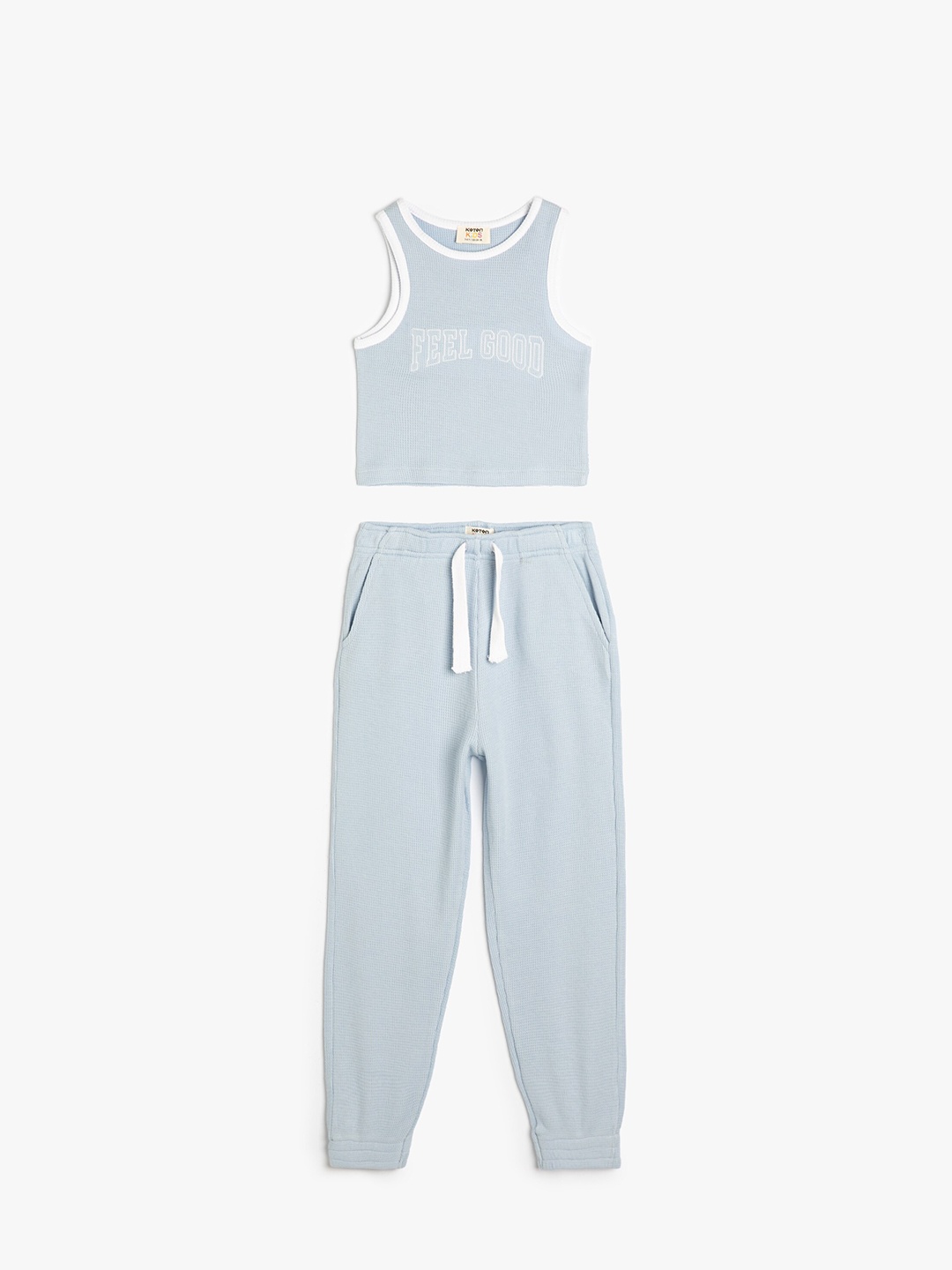 

Koton Girls Sleeveless Pure Cotton Top With Pyjamas, Blue